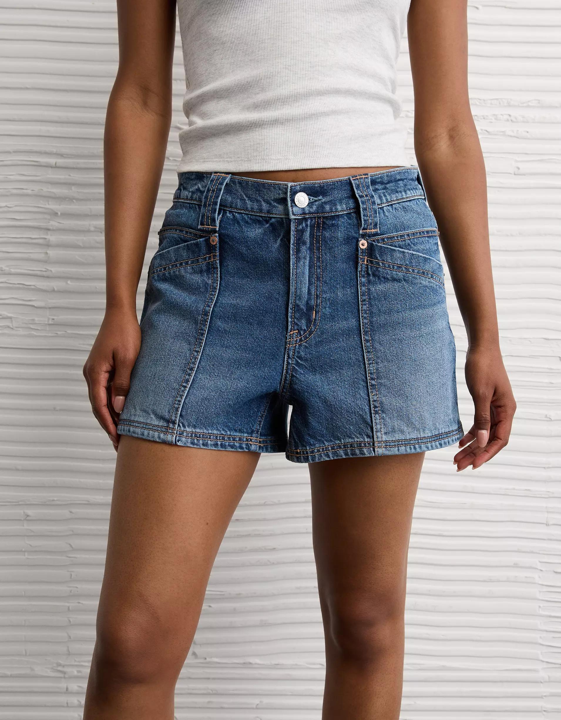 AE Strigid Super High-Waisted Relaxed Denim Utility Short Product Image