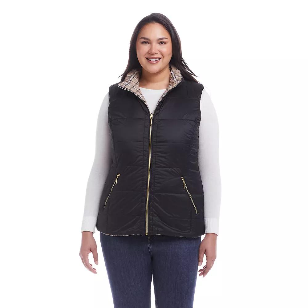 Plus Size Weathercast Reversible Plaid Quilted Vest, Women's, Size: 1XL, Red Pepper Product Image