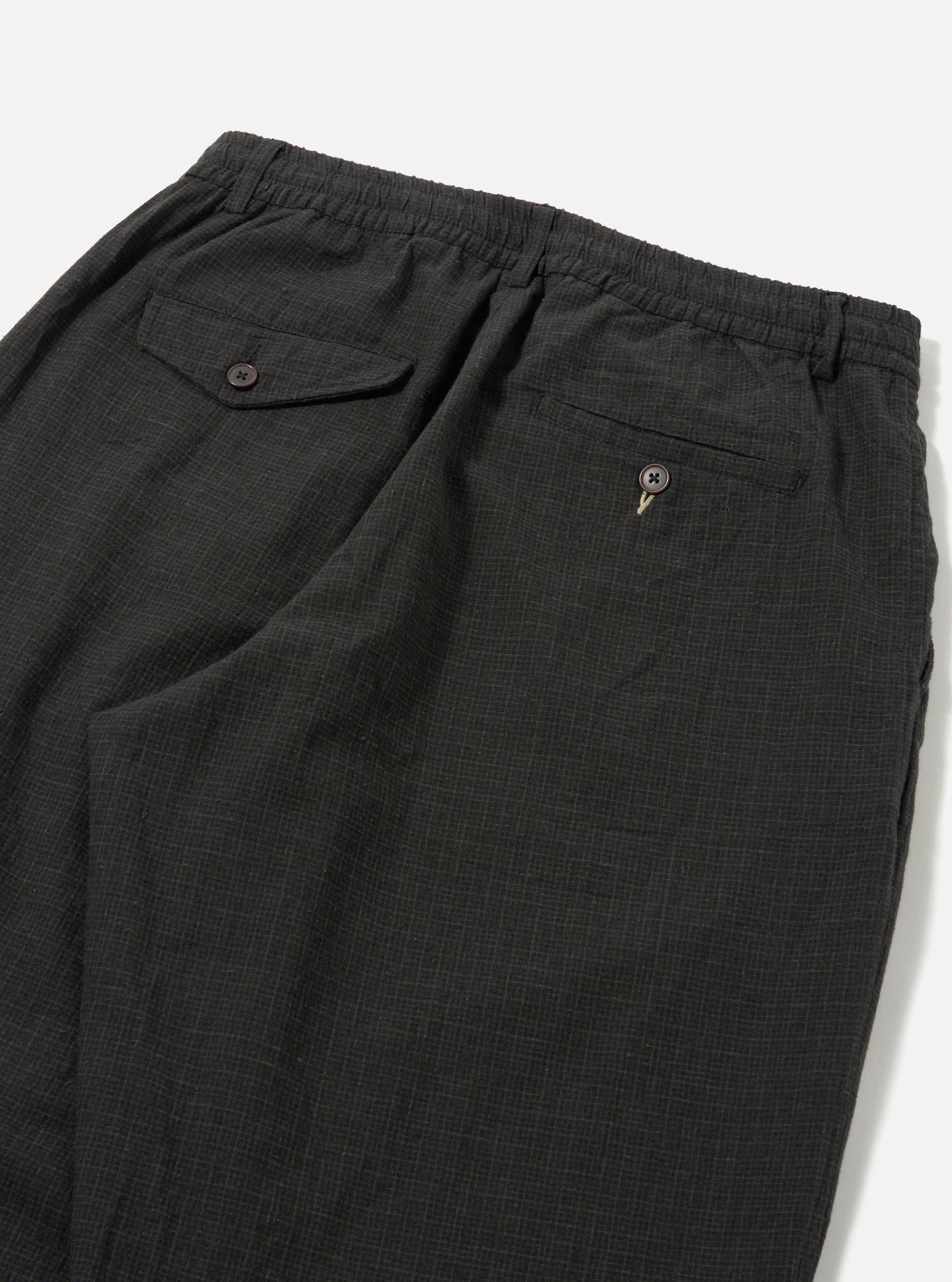 Universal Works Pleated Track Pant in Charcoal Fine Linen Mix Product Image