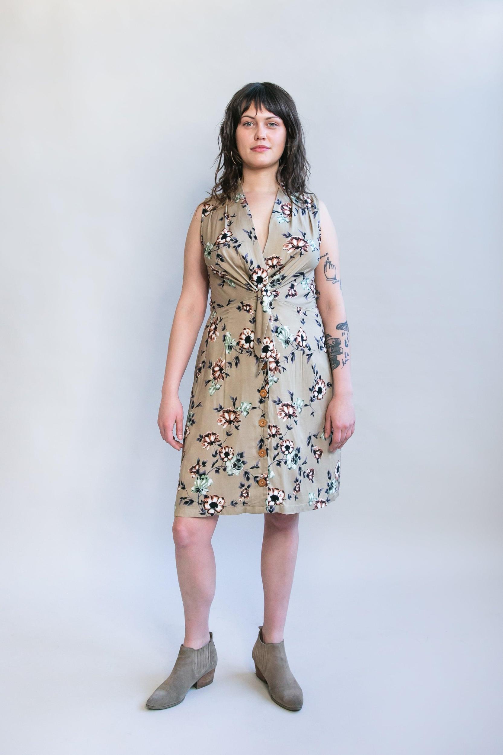 Paloma Dress in Taupe Floral Product Image
