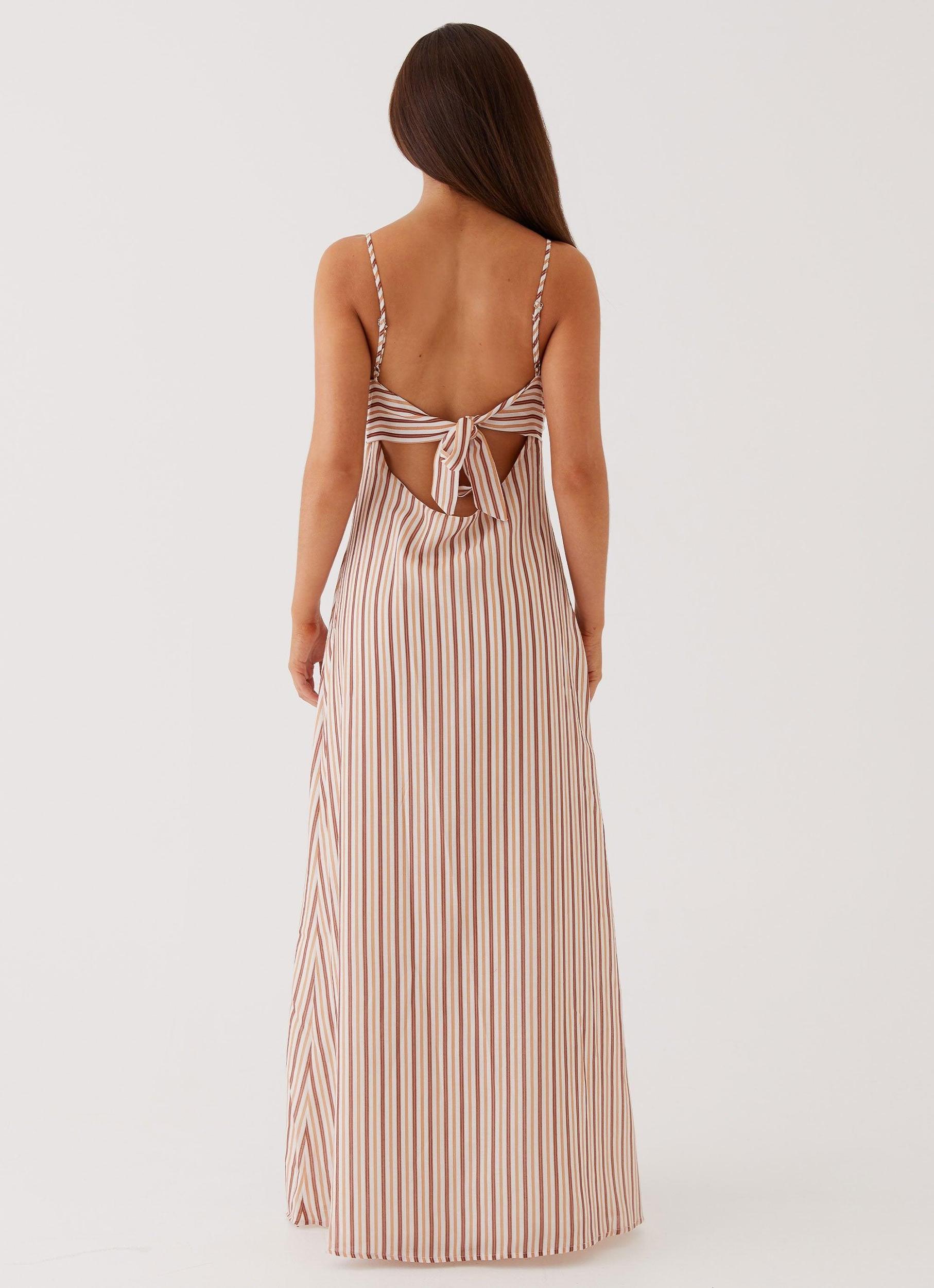 Flora Linen Maxi Dress - Passionfruit Stripe Product Image
