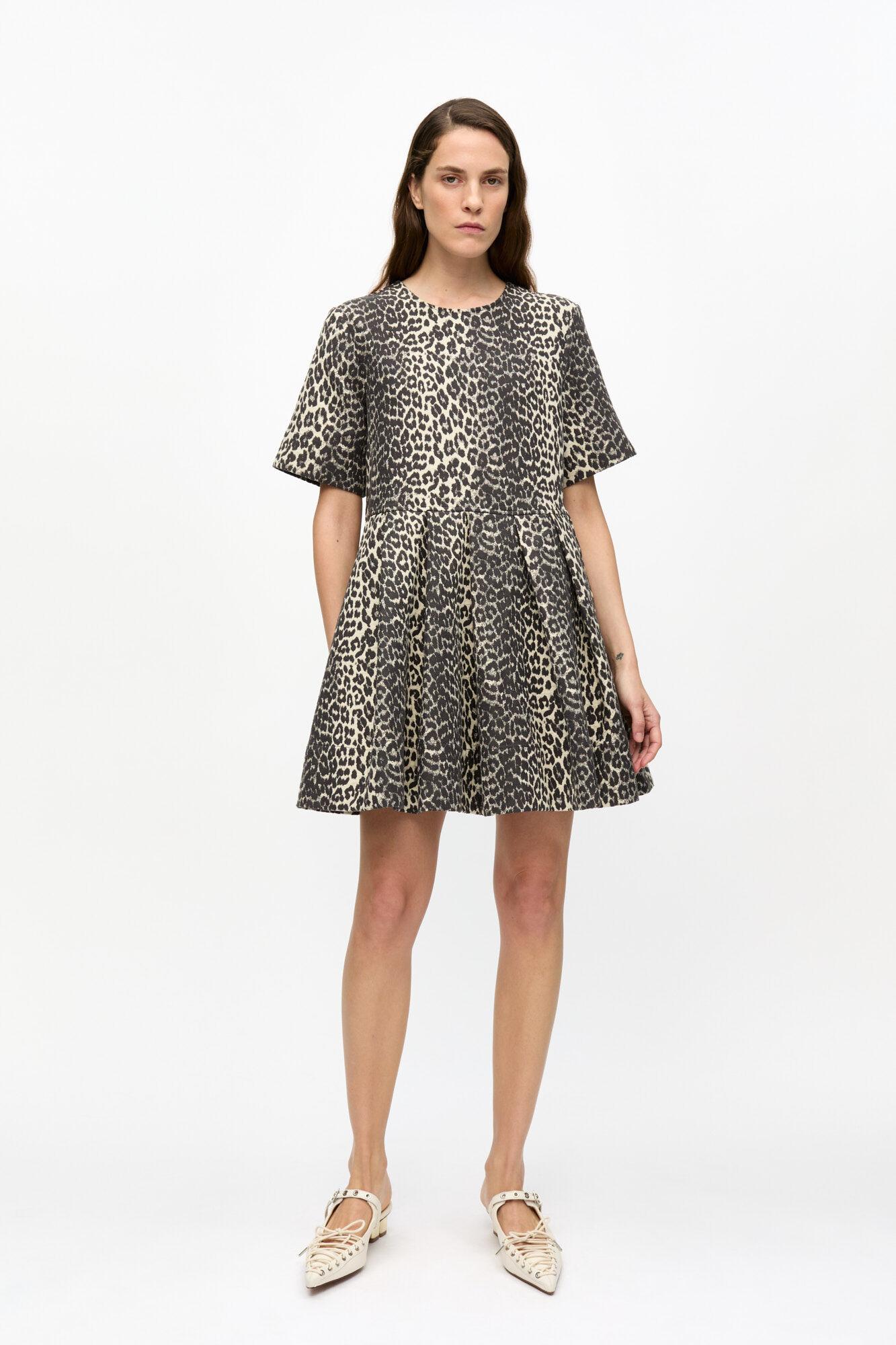 Leopard Cotton Tweed Mini Dress Product Image