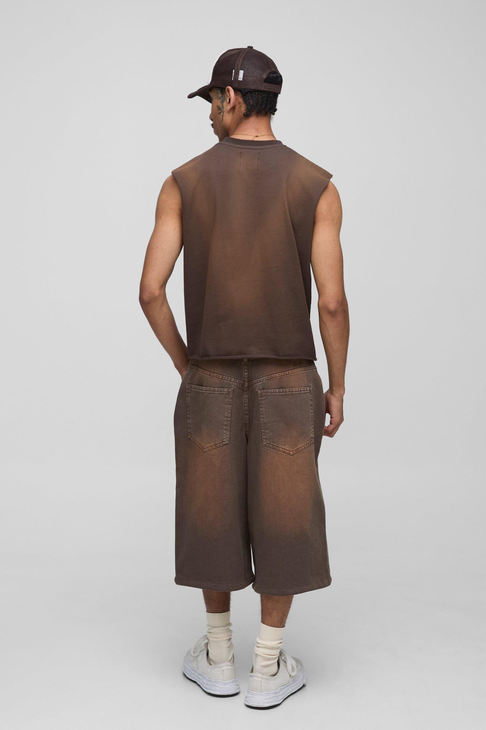 Boxy Washed Raw Edge Eagle Graphic Tank | boohooMAN USA Product Image