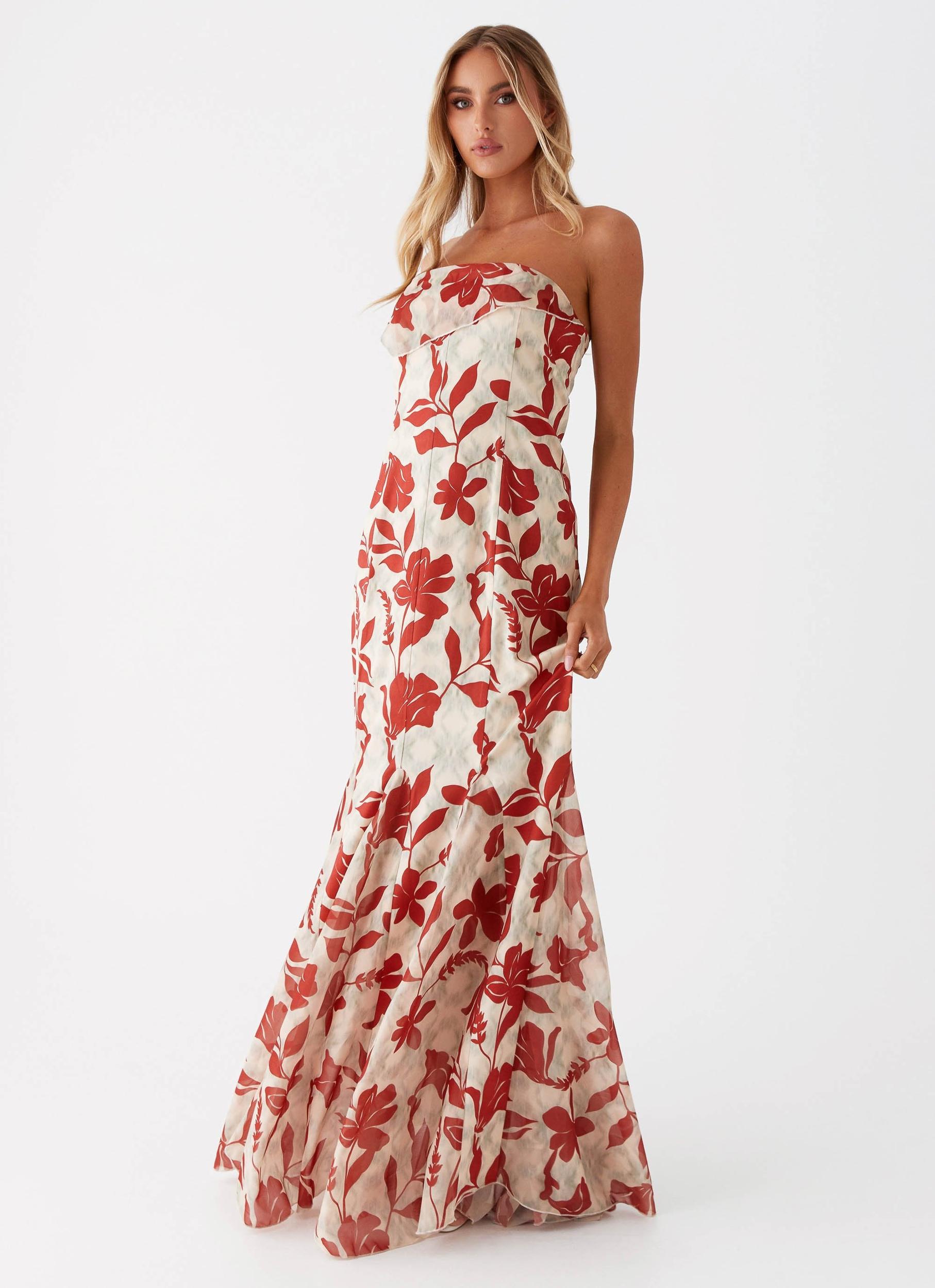 Willa Maxi Dress - Red Green Floral Product Image