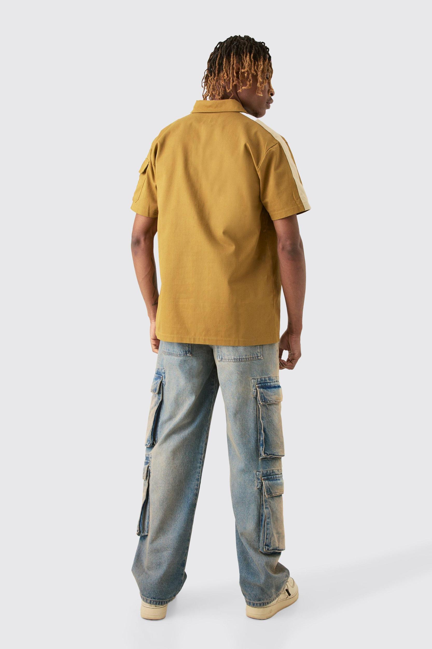 Tall Regular Panel Twill Shirt | boohooMAN USA Product Image