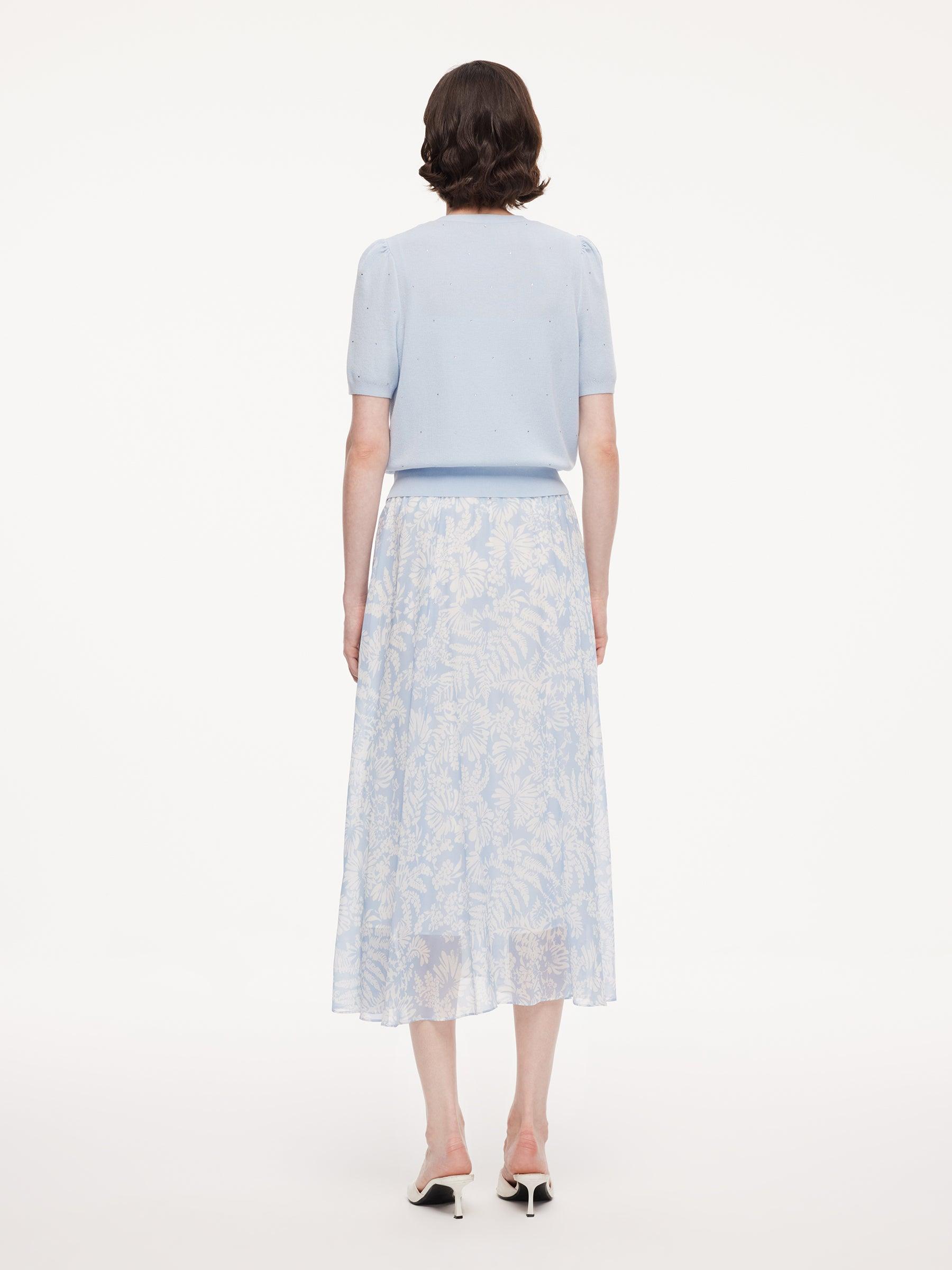 Pre-Order 10MM Mulberry Silk Floral Print Women Skirt With Scrunchie Product Image