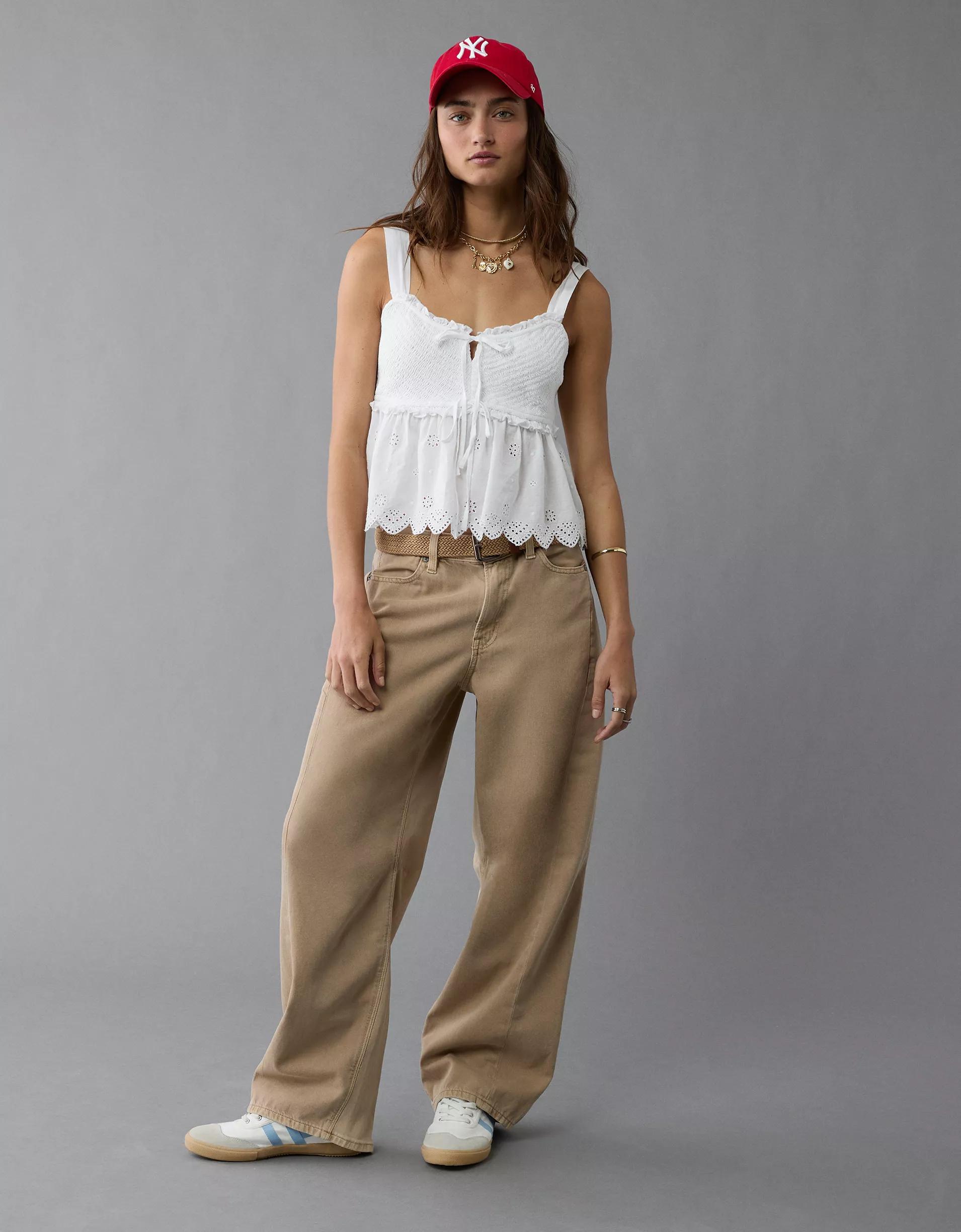 AE Smocked Babydoll Shirt Product Image