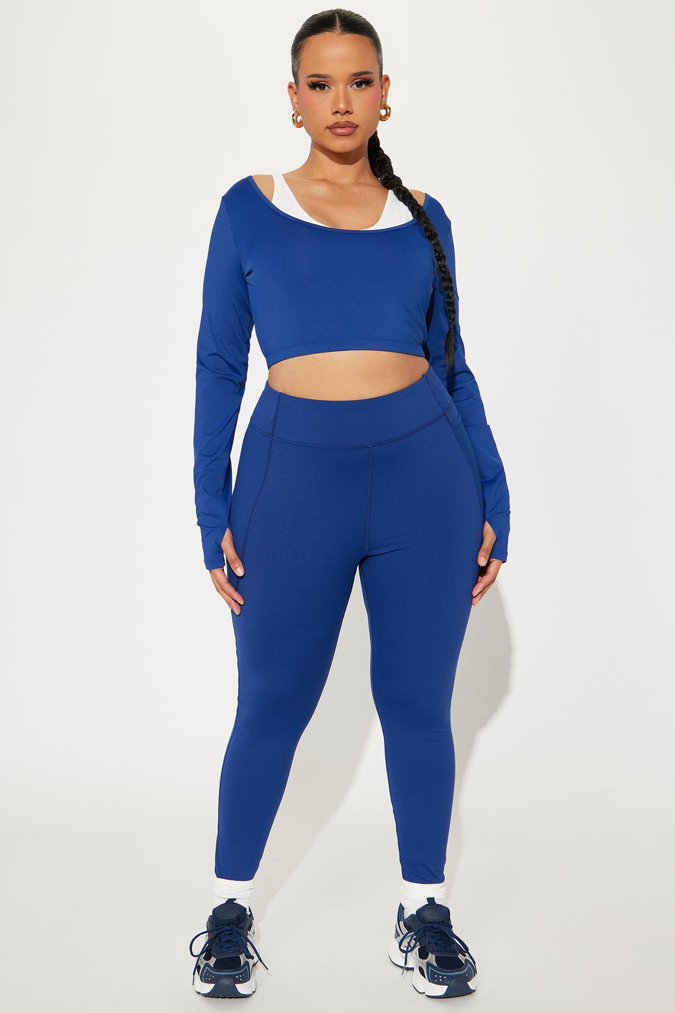 Match Point Twofer Long Sleeve Active Top - Midnight Blue Product Image