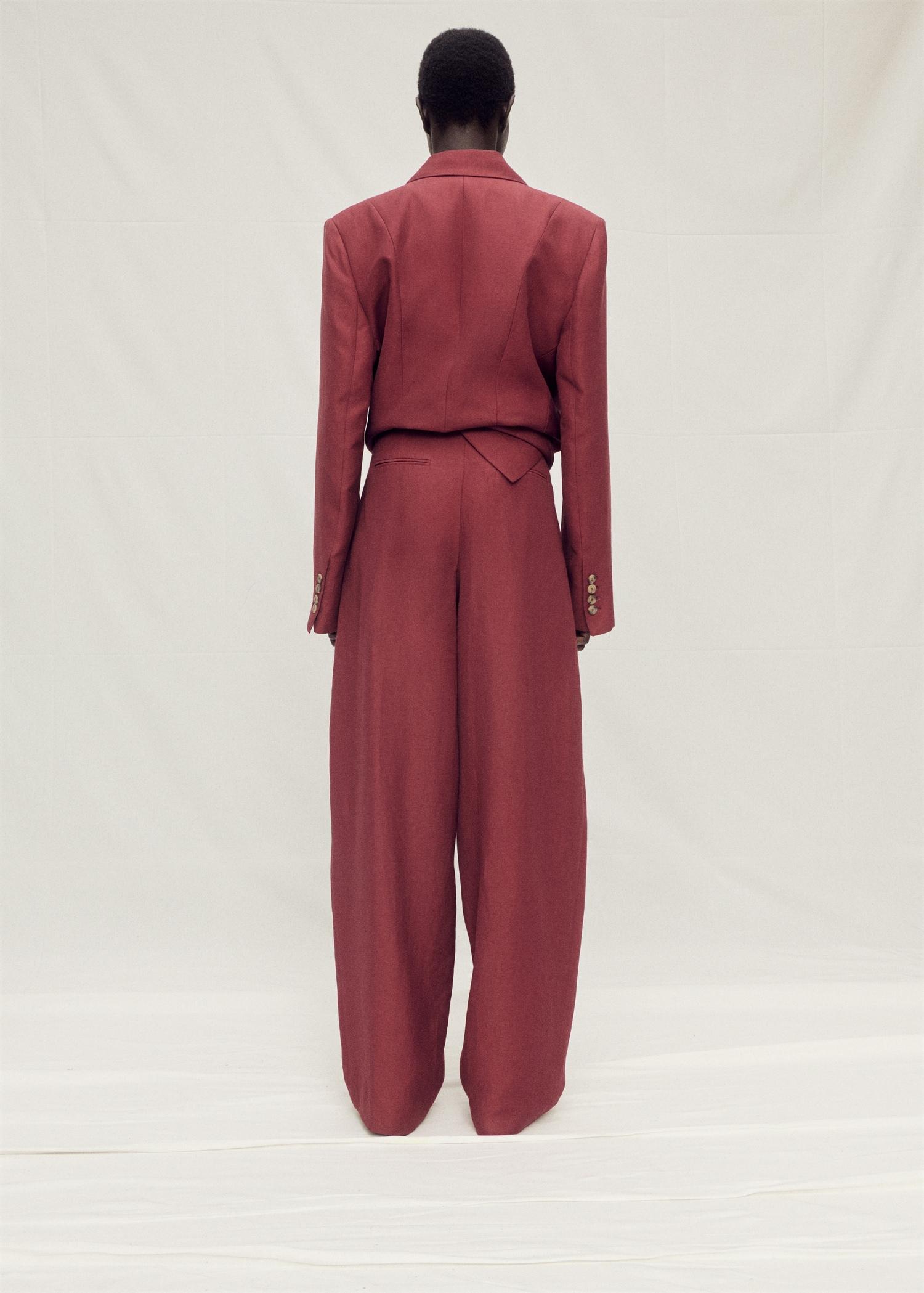 Wideleg linen-blend suit pants - Women | MANGO USA Product Image