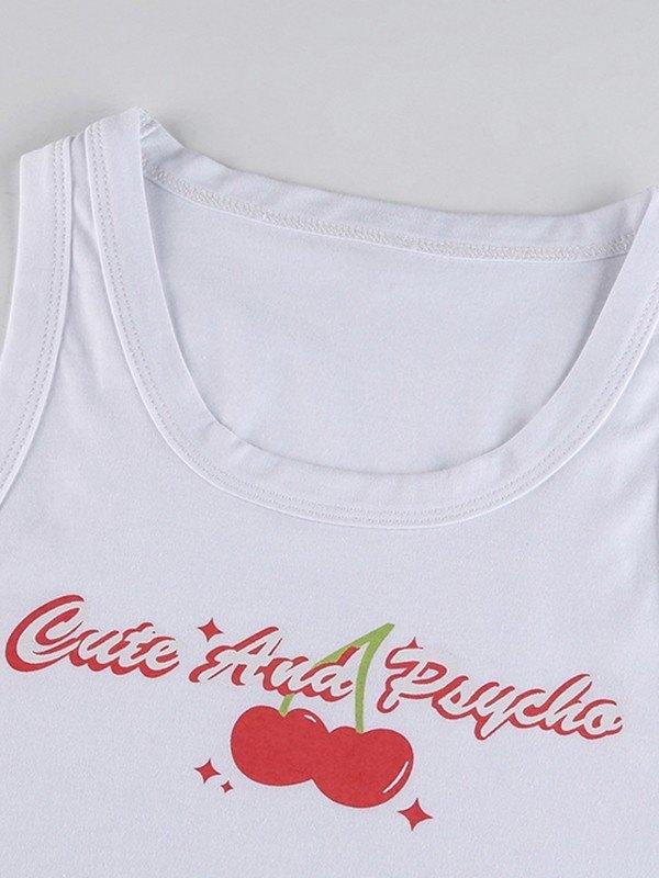 Cherry Print Y2K Crop Tank Top Product Image