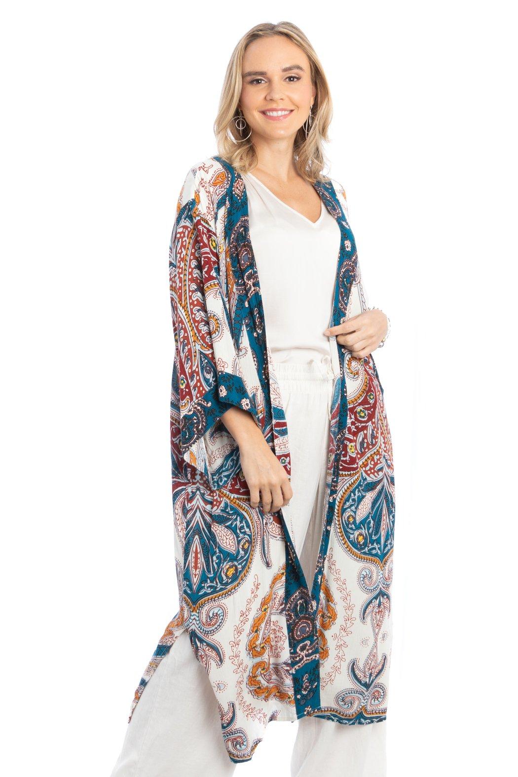 Multicolored Paisley Kimono Duster Long Product Image