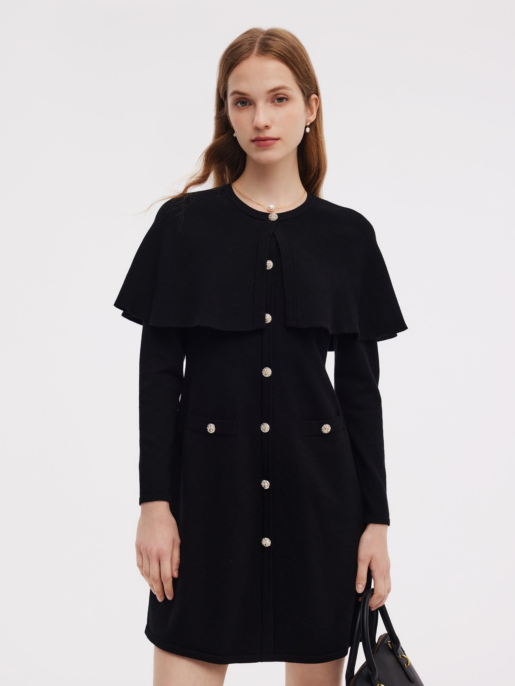 Tencel Blend Capelet Women Knit Mini Dress Product Image