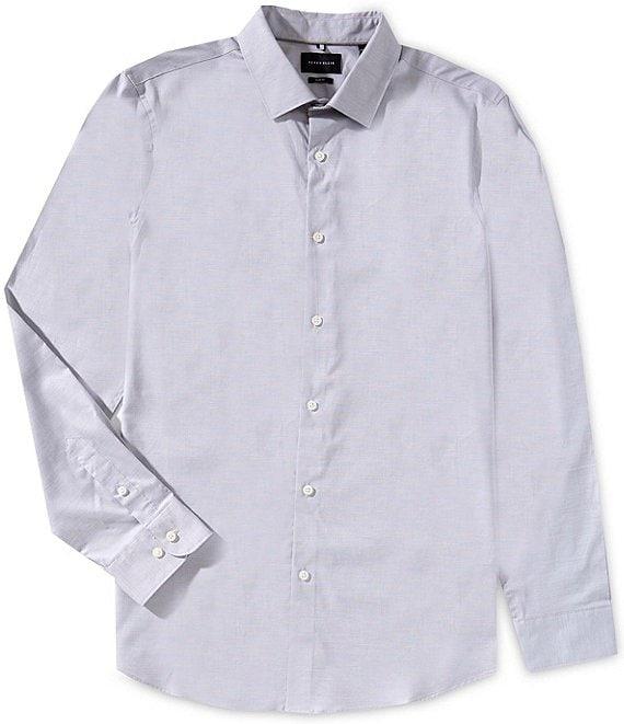 Perry Ellis Big & Tall Slim Fit Stretch End-On-End Long Sleeve Woven Shirt Product Image