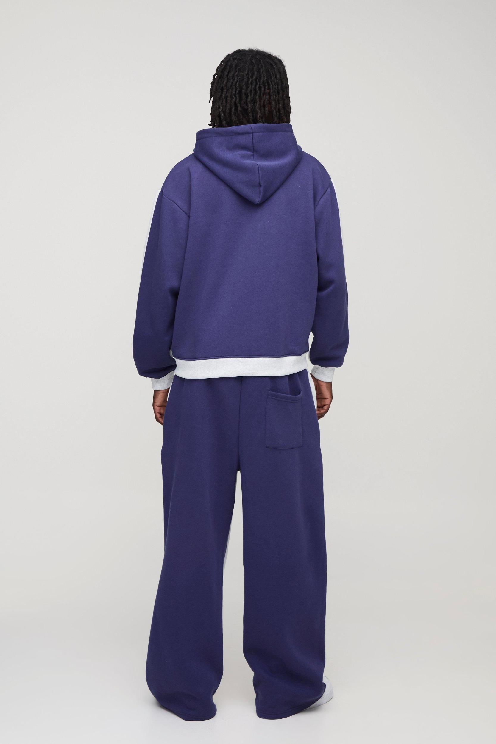 Oversized Homme Colour Block Zip Hooded Tracksuit | boohooMAN USA Product Image