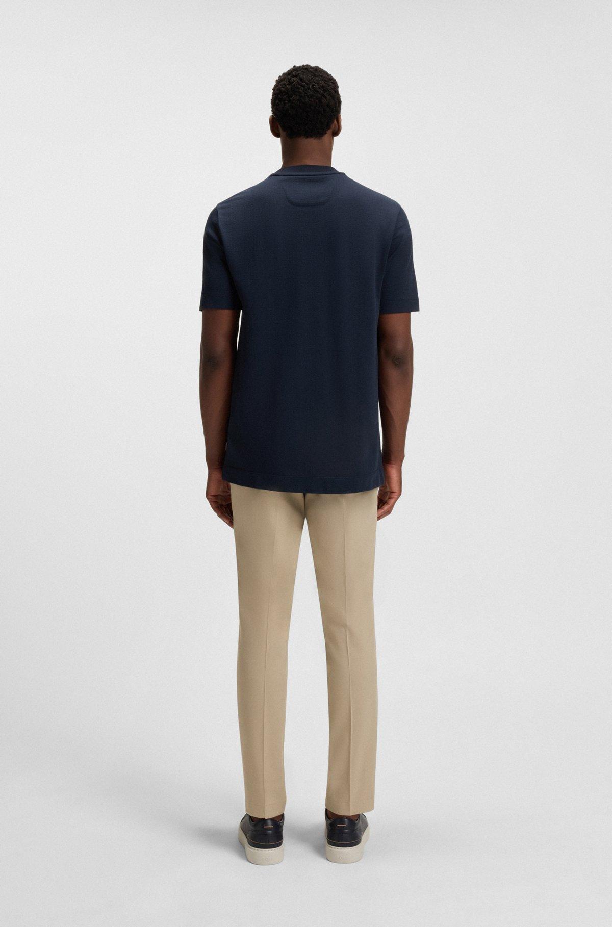 Cotton-piqué T-shirt with jacquard-woven back collar Product Image