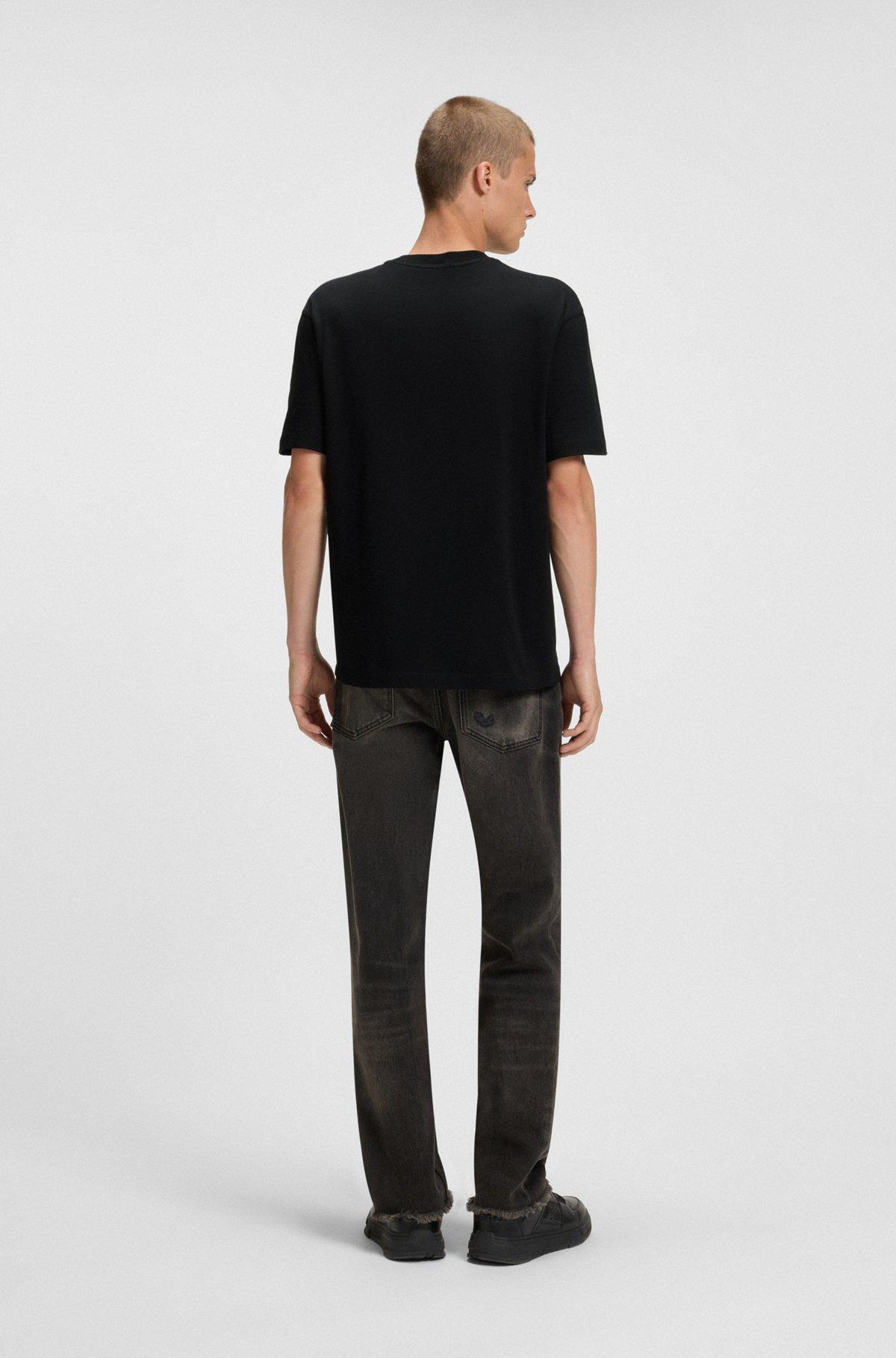 HUGO - Cotton-jersey T-shirt with music-inspired artwork - Black Product Image