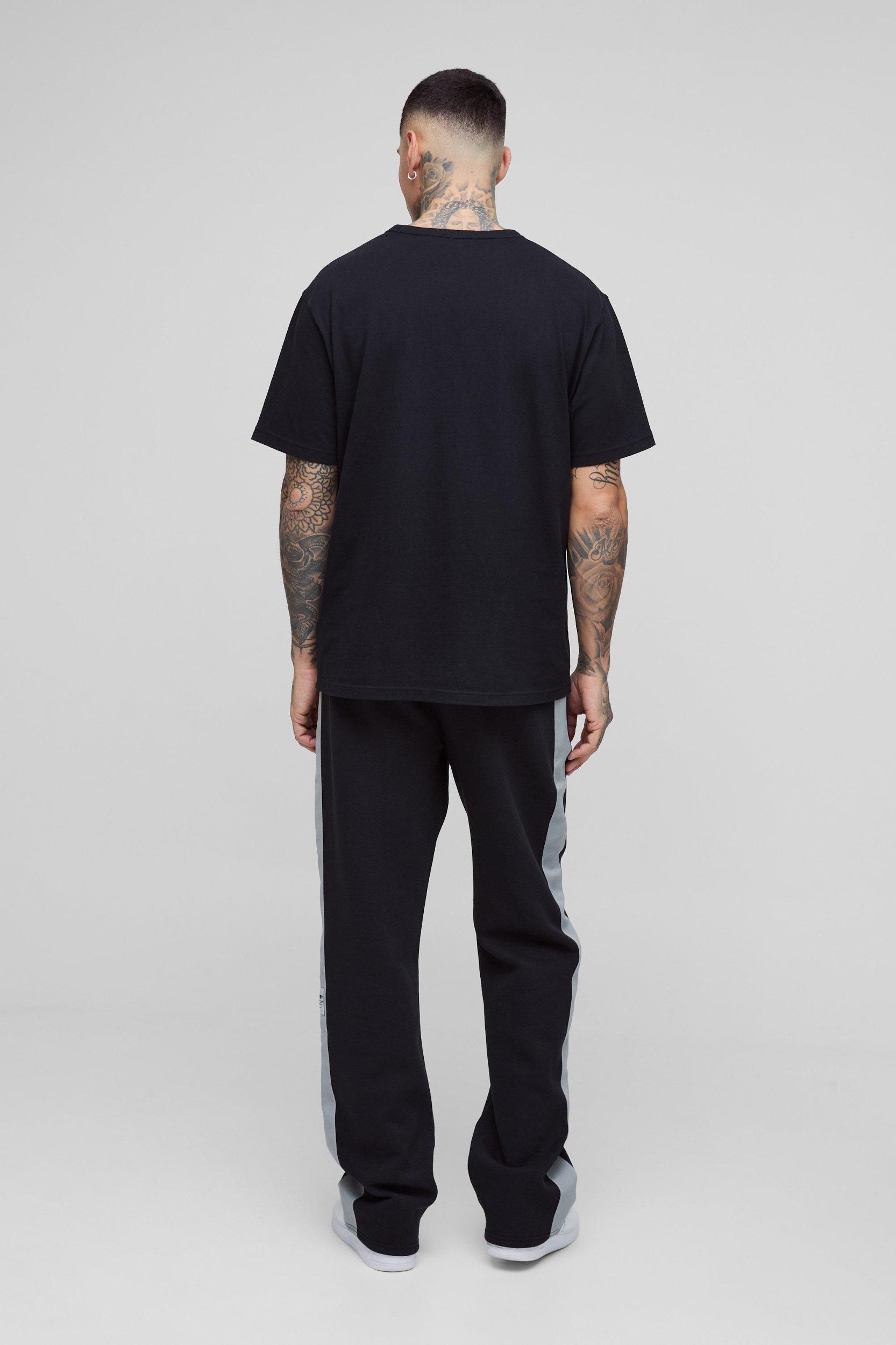 Tall Relaxed Stripe Detail Woven Tab Sweatpants | boohooMAN USA Product Image