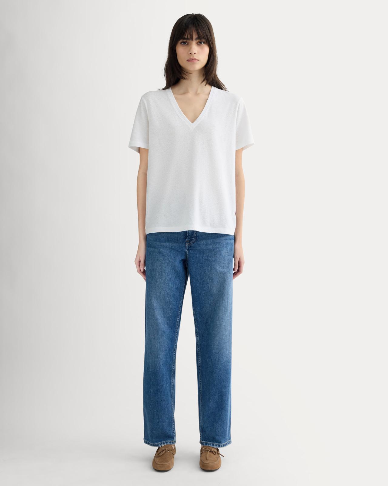 Womens Slouchy V-Neck T-Shirt in Cotton Linen by Everlane Product Image