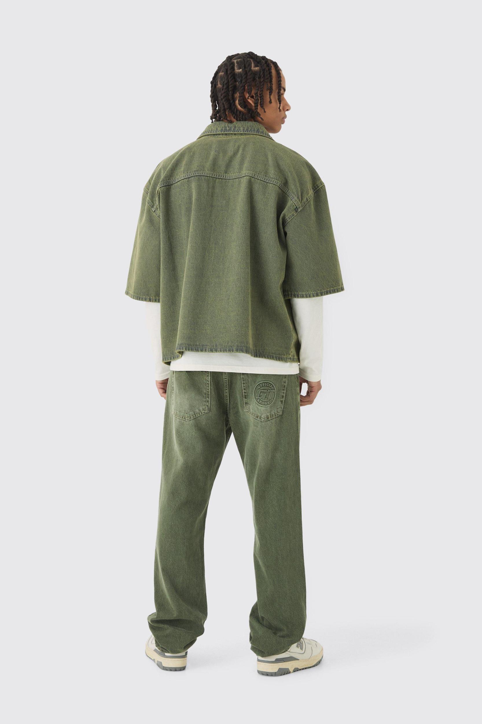 Oversized Boxy 3/4 Sleeve Denim Overshirt | boohooMAN USA Product Image