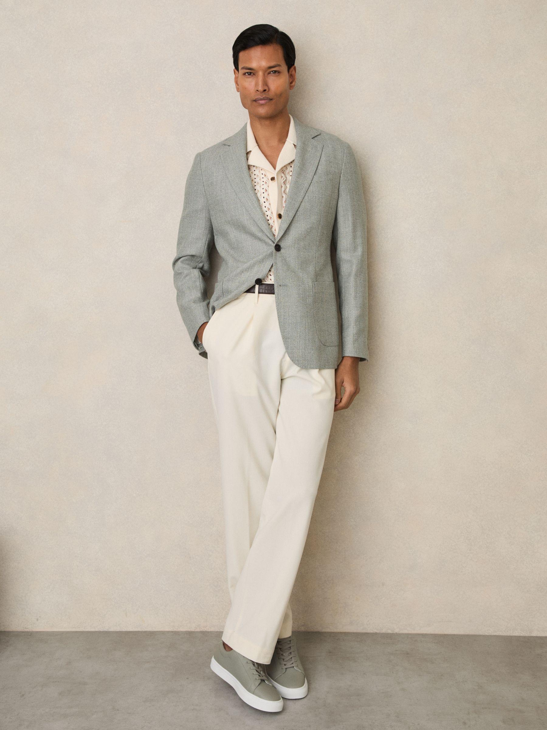 Tumbled-Leather Low-Top Trainers in Mint Green Product Image