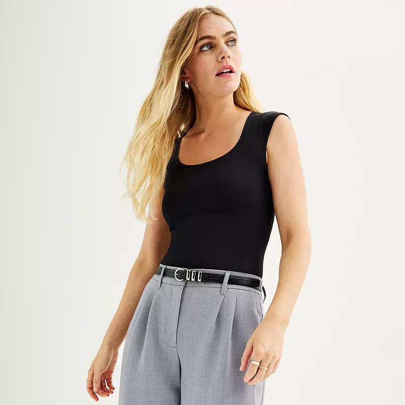 Women's Nine West Sculpt Square Neck Cap Sleeve Bodysuit,  Product Image