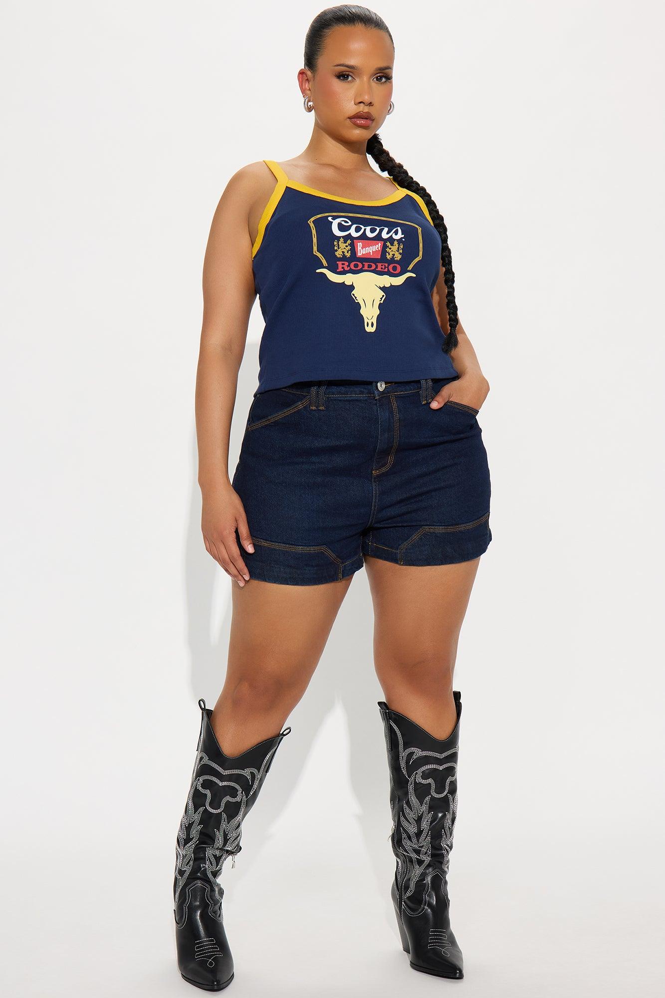 Tay High Rise Utility Denim Shorts - Dark Wash Product Image