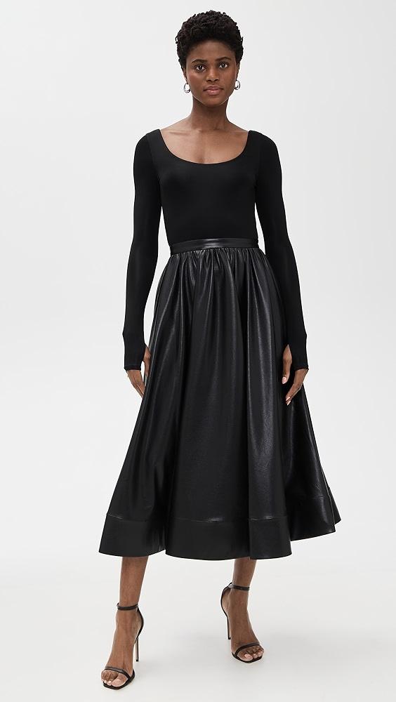 alice + olivia Chara Vegan Leather Scoop Neck Midi Dress | Shopbop Product Image