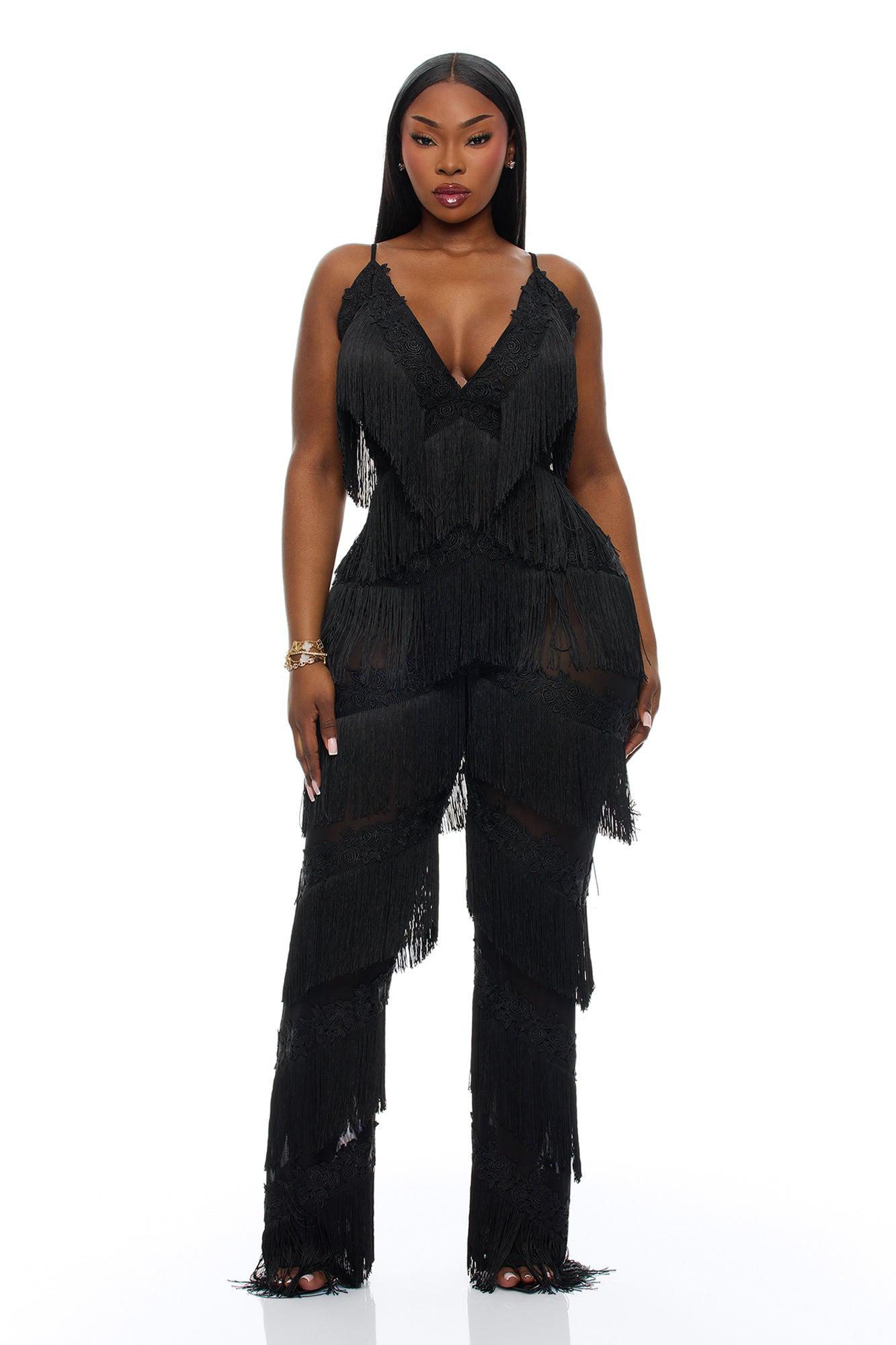 Lillie Fringe Jumpsuit - Black Female Product Image