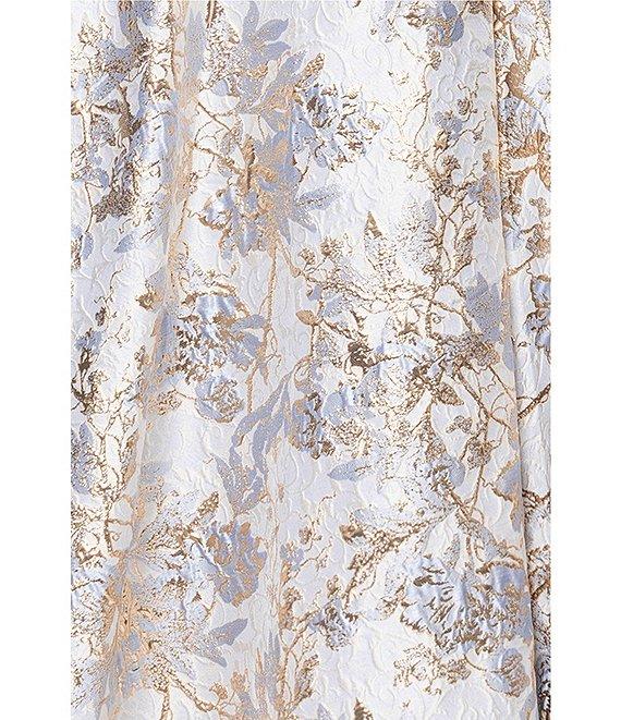 Xscape Plus Size Off-the-Shoulder Sweetheart Neck Short Sleeve Brocade Ball Gown Product Image