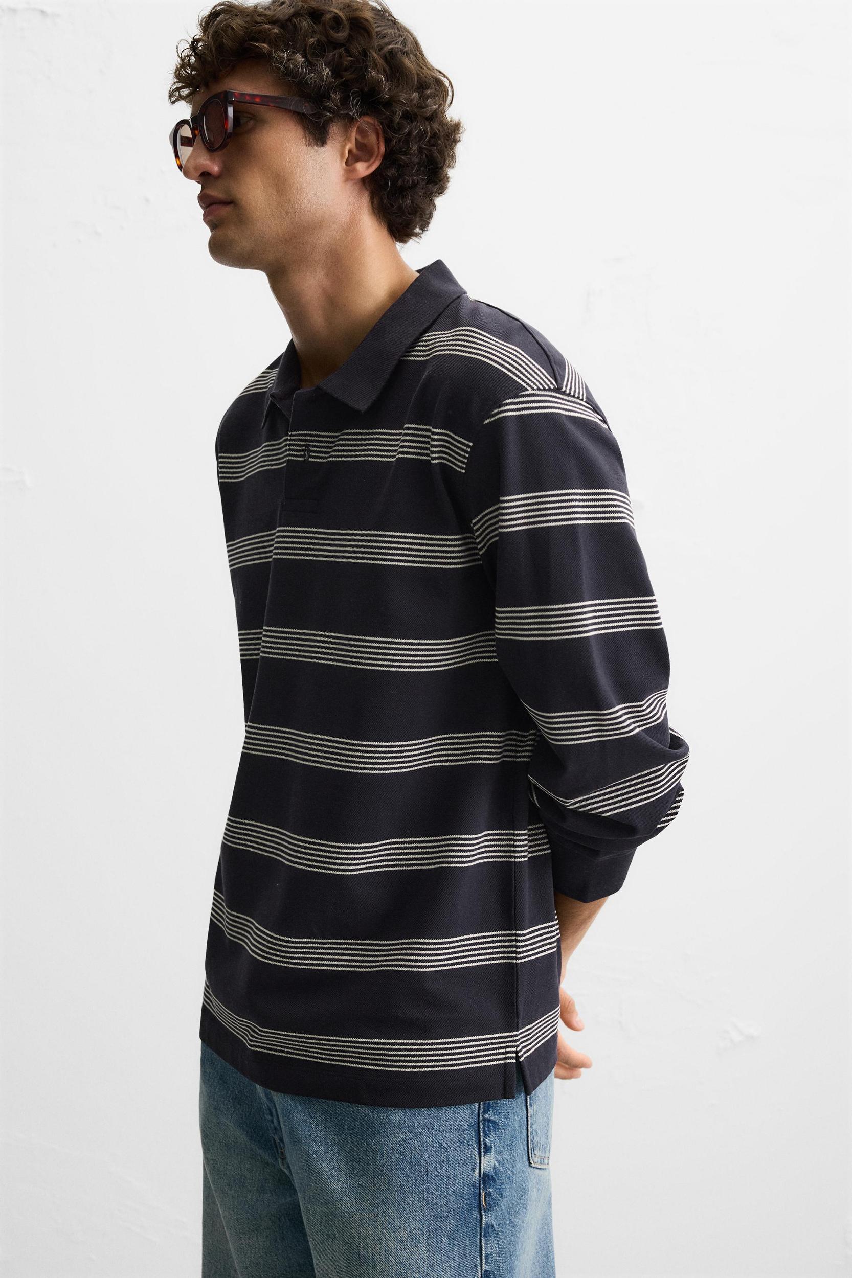 STRIPED PIQUÉ POLO SHIRT Product Image