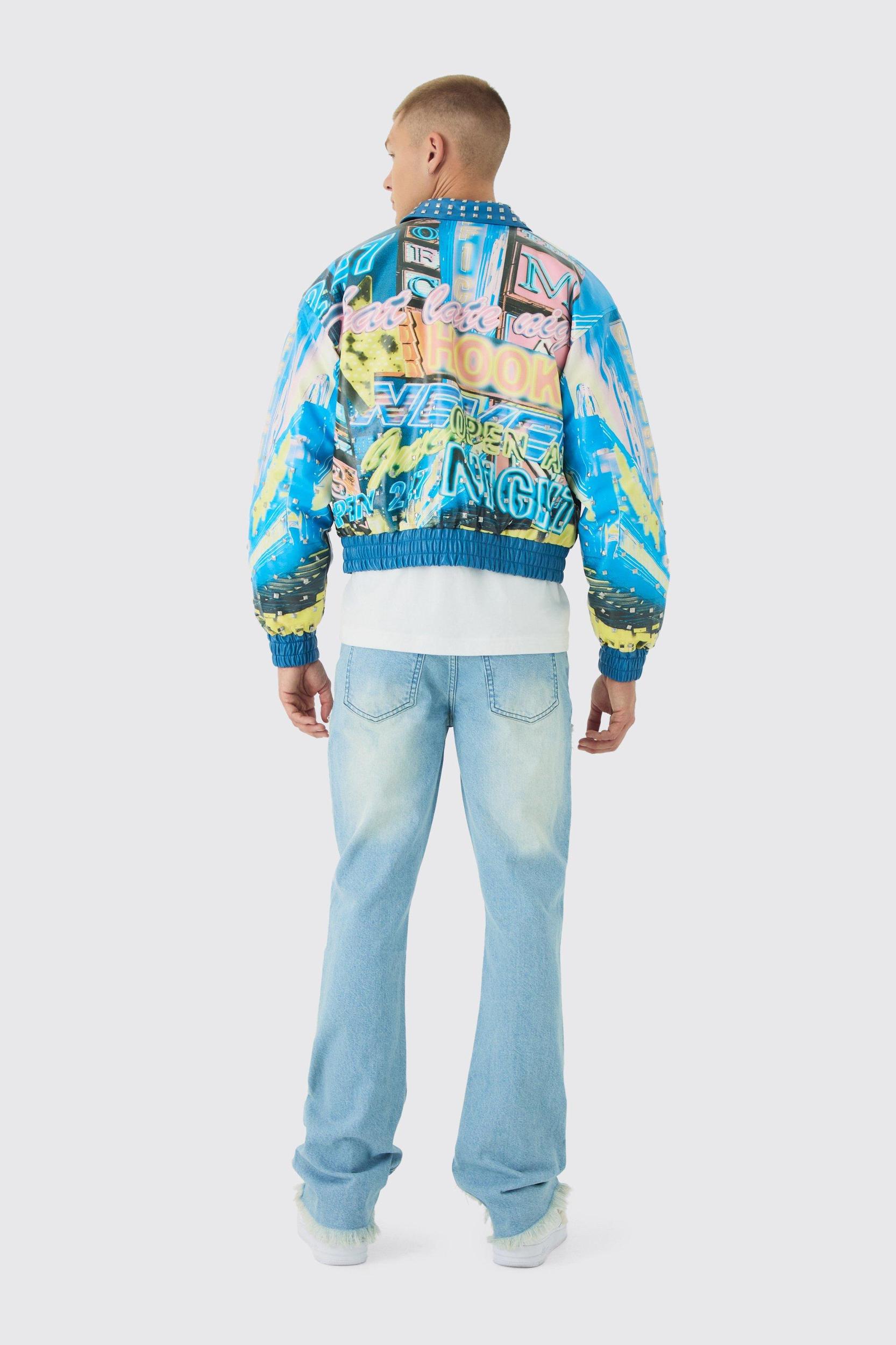 Slim Flared Stacked Rip & Repair Stitch Jeans | boohooMAN USA Product Image