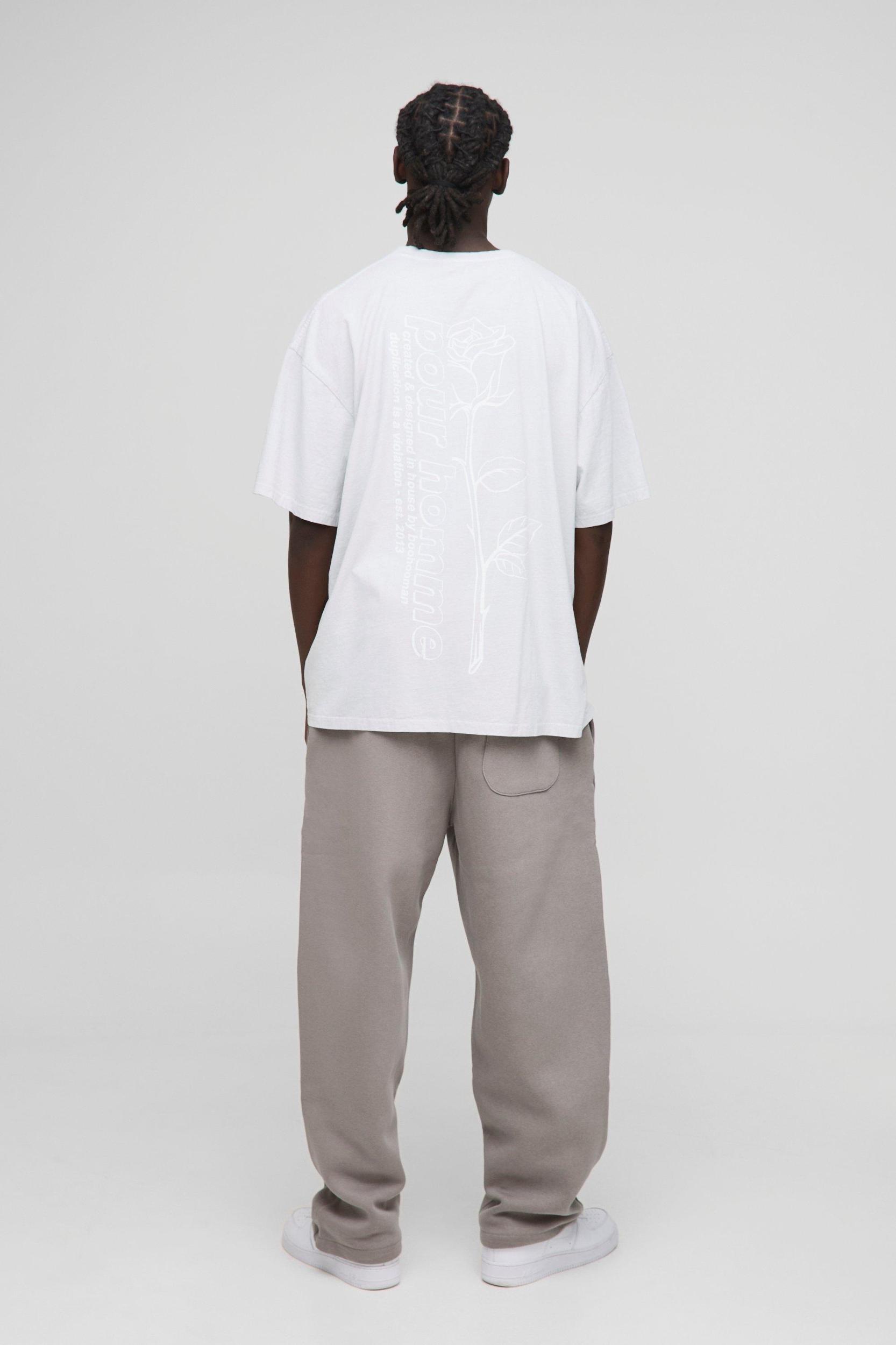 Oversized Washed Floral Line Drawn Graphic T-Shirt | boohooMAN USA Product Image