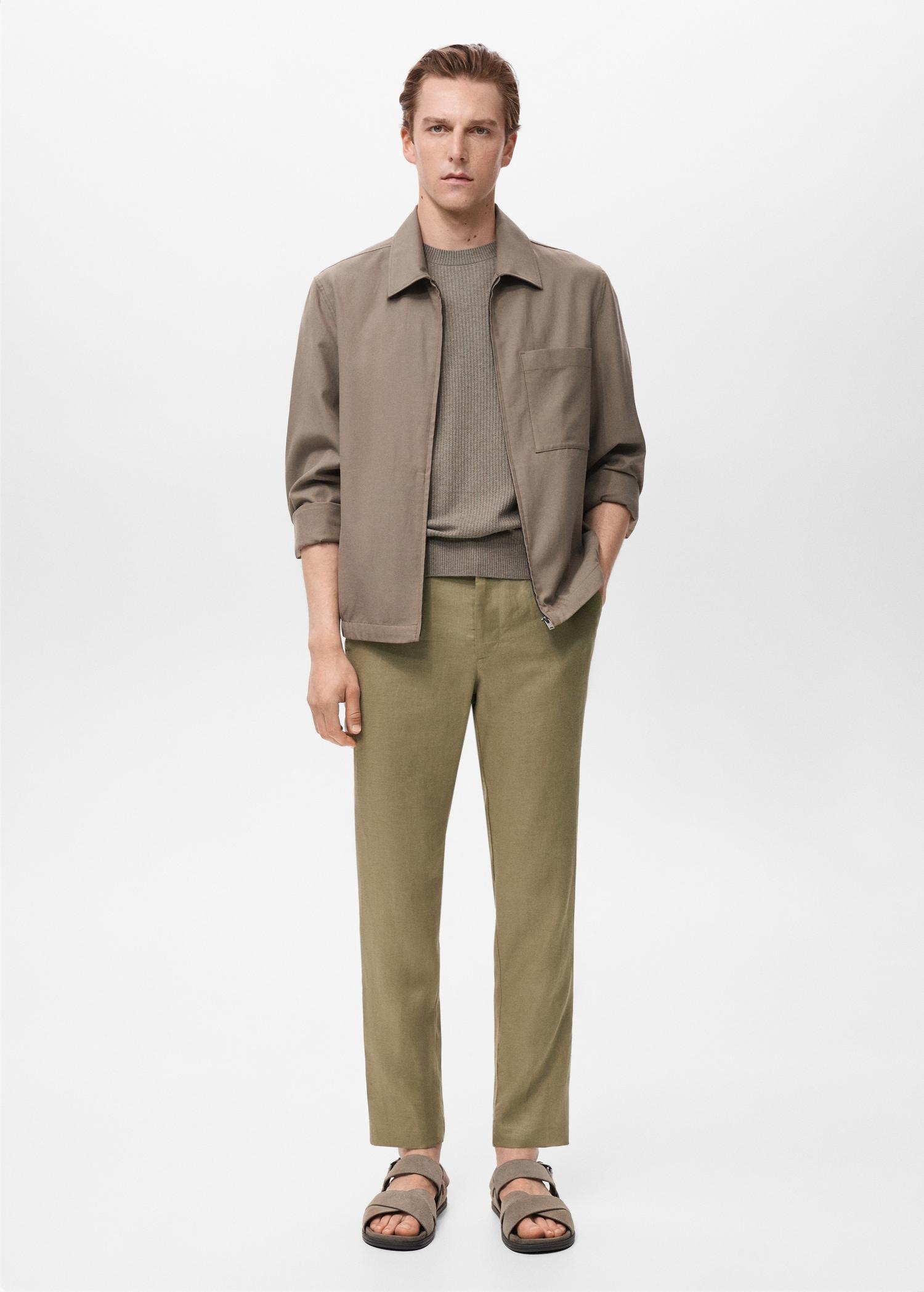Slim-fit 100% linen pants - Men | MANGO USA Product Image