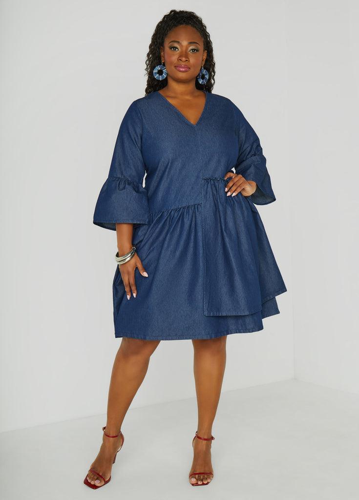 Layered Chambray Babydoll Dress Product Image