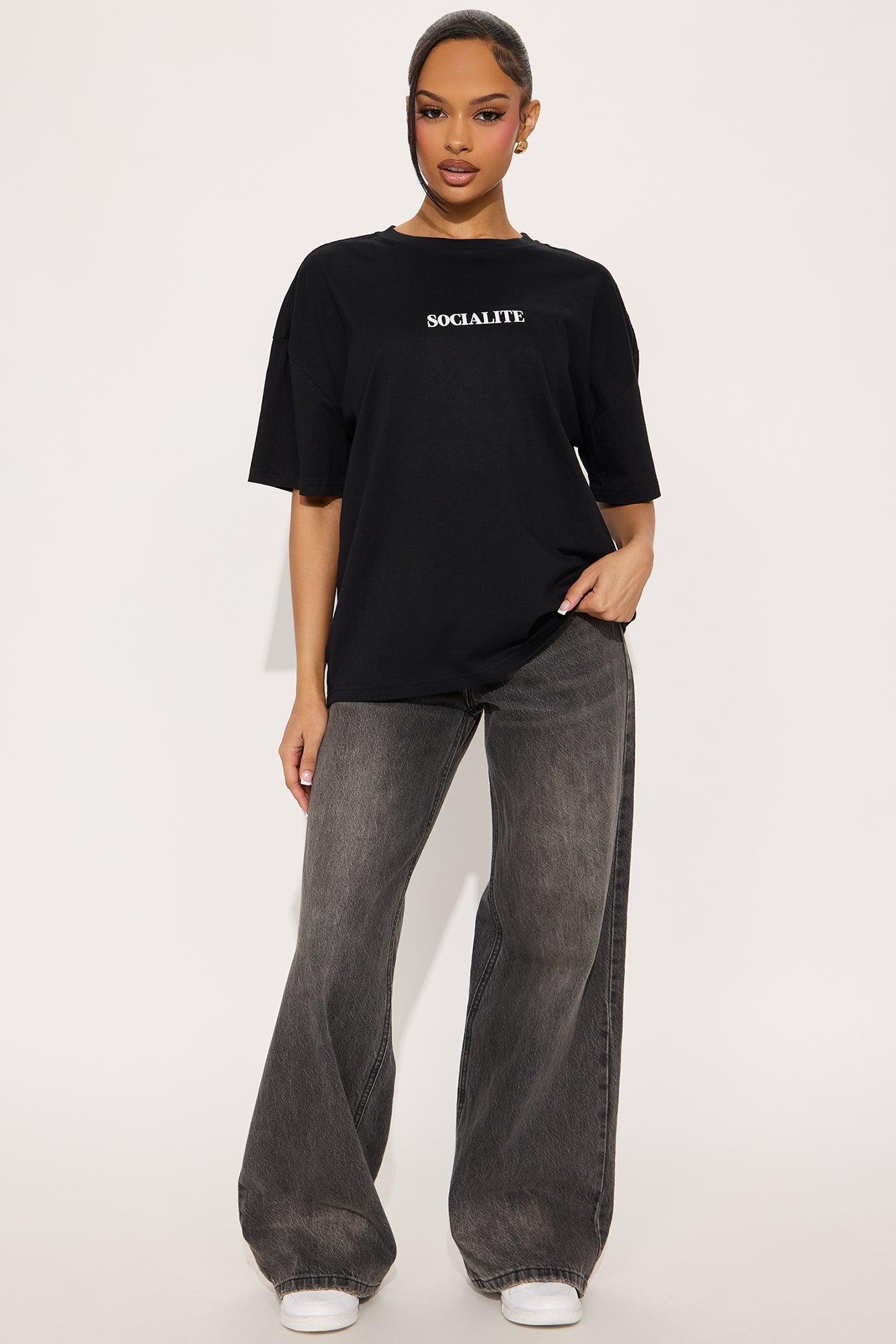 Socialite Oversized Tee - Black Product Image