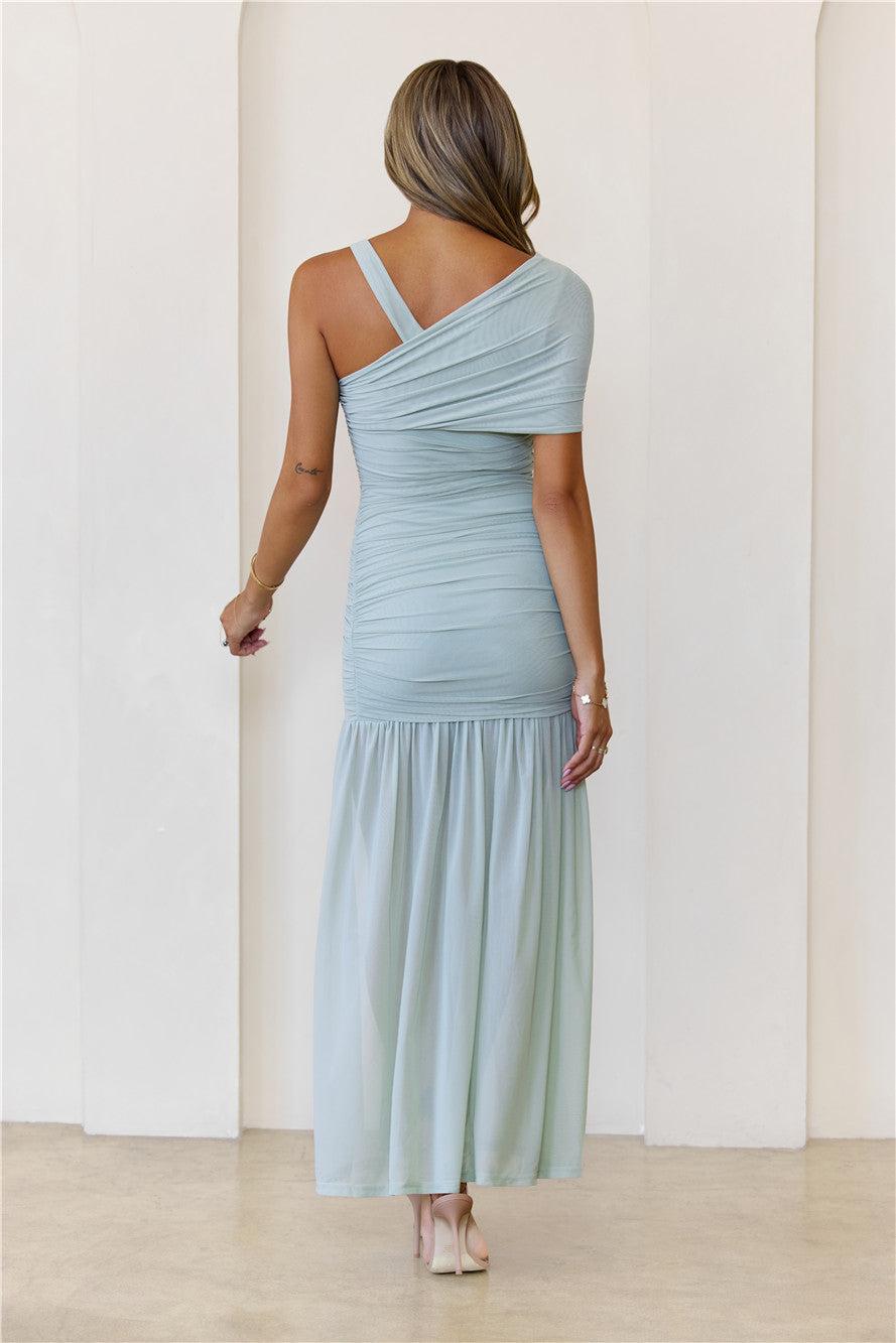 Dress to Dominate Mesh Maxi Dress Sage Product Image