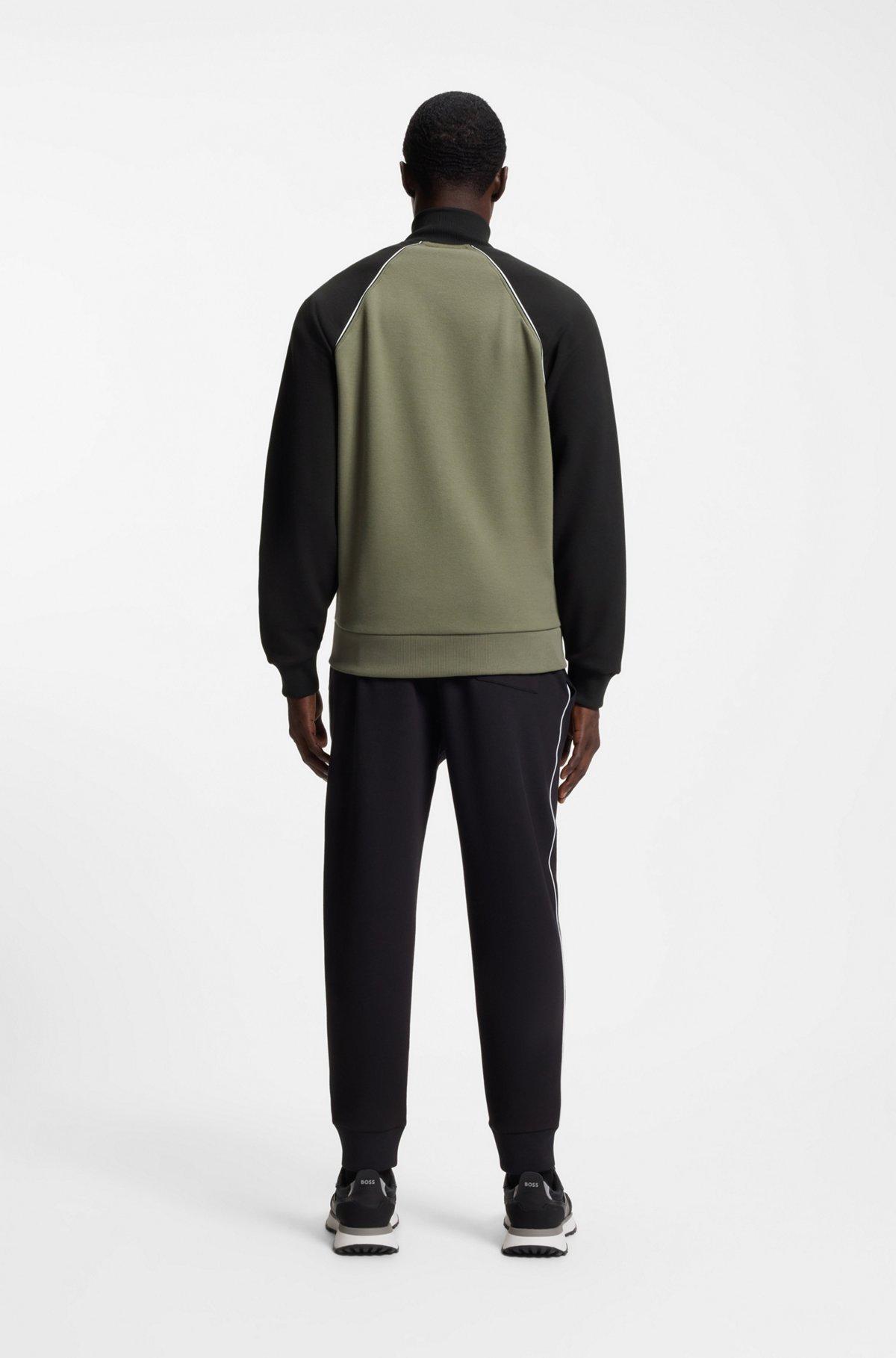 Contrast-piping sweatshirt in a cotton blend Product Image