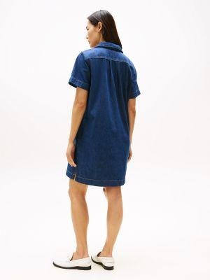 Short-Sleeve Denim Pullover Dress Product Image