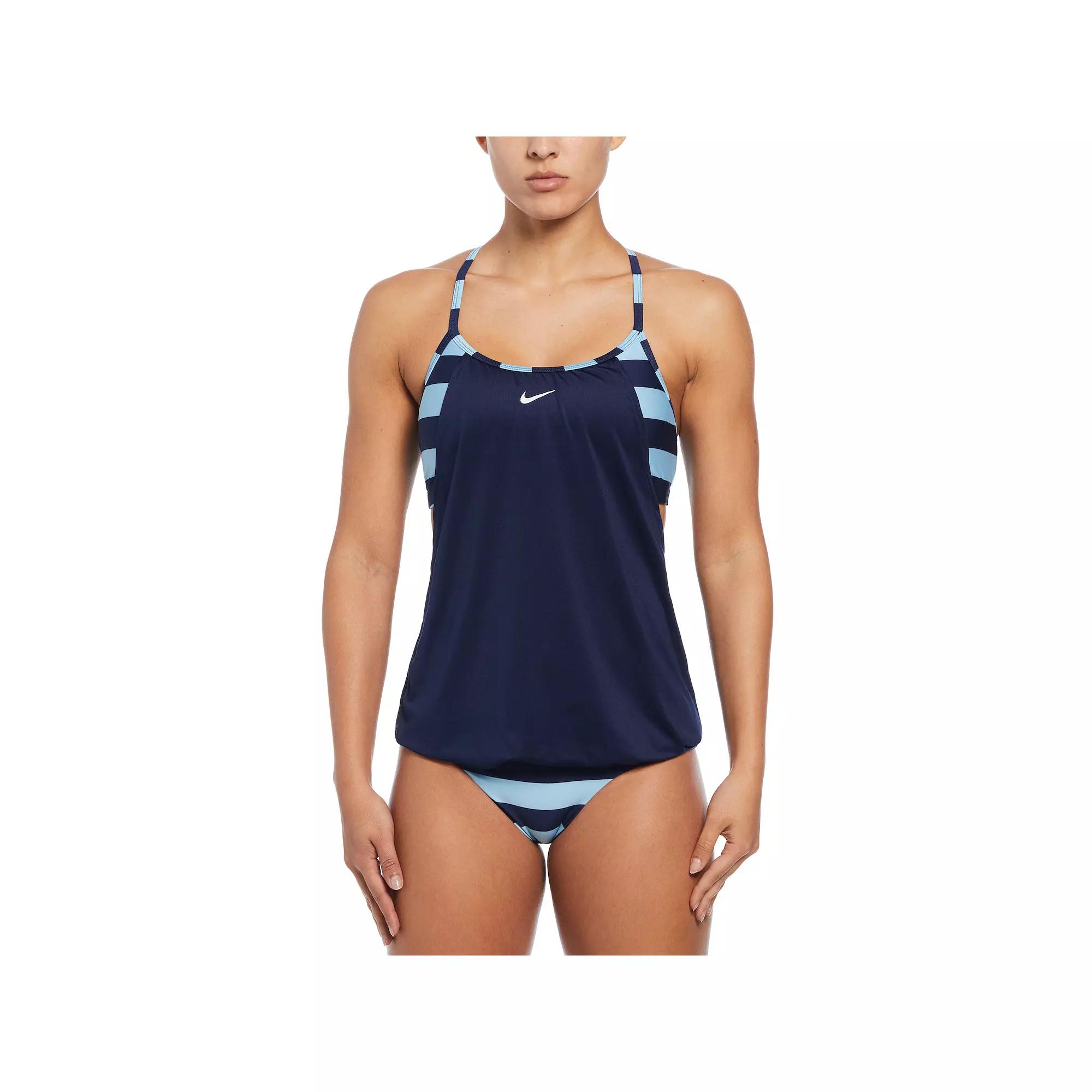 Women's Nike Statement Stripe Layered Tankini Swim Top, Size: Small, Light Red Product Image