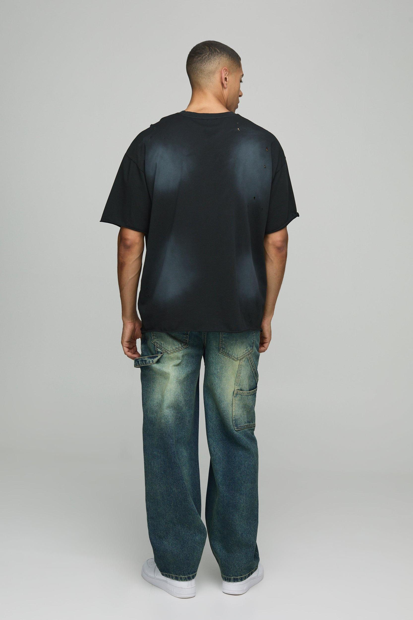 Relaxed Rigid Ripped Dirty Wash Carpenter Denim Jeans | boohooMAN USA Product Image