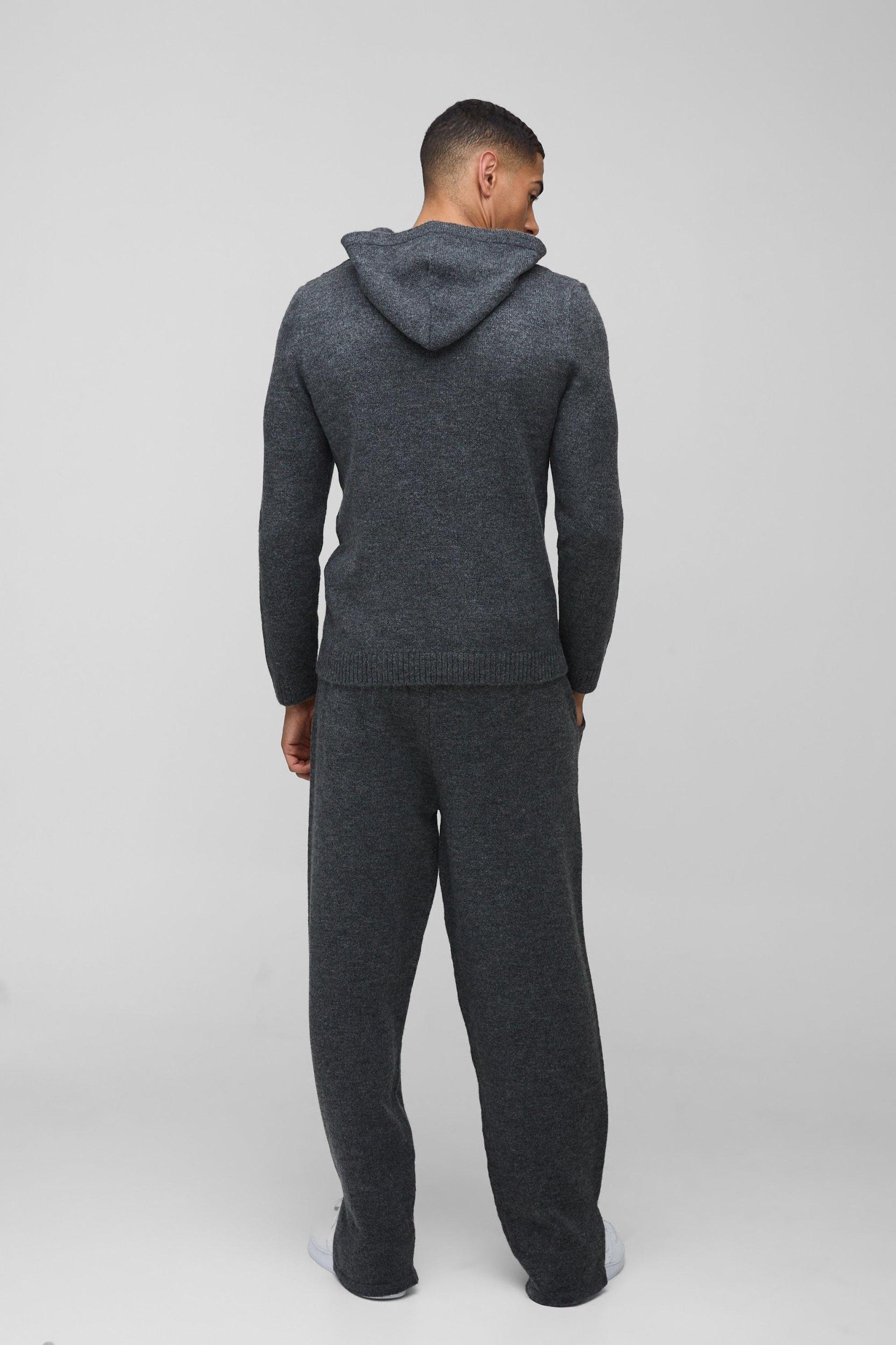 Relaxed Fit Split Hem Brushed Knit Sweatpants | boohooMAN USA Product Image