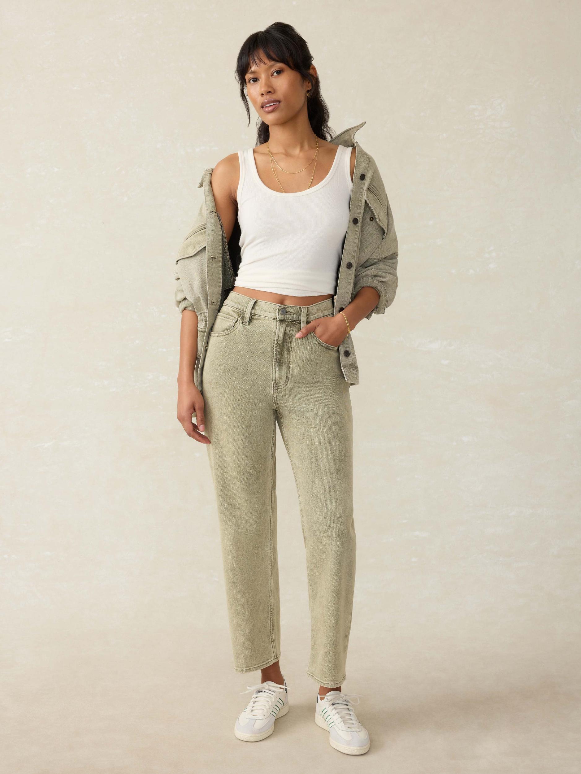 Slim Straight Sunwashed Denim - Olive Haze Wash Female Product Image