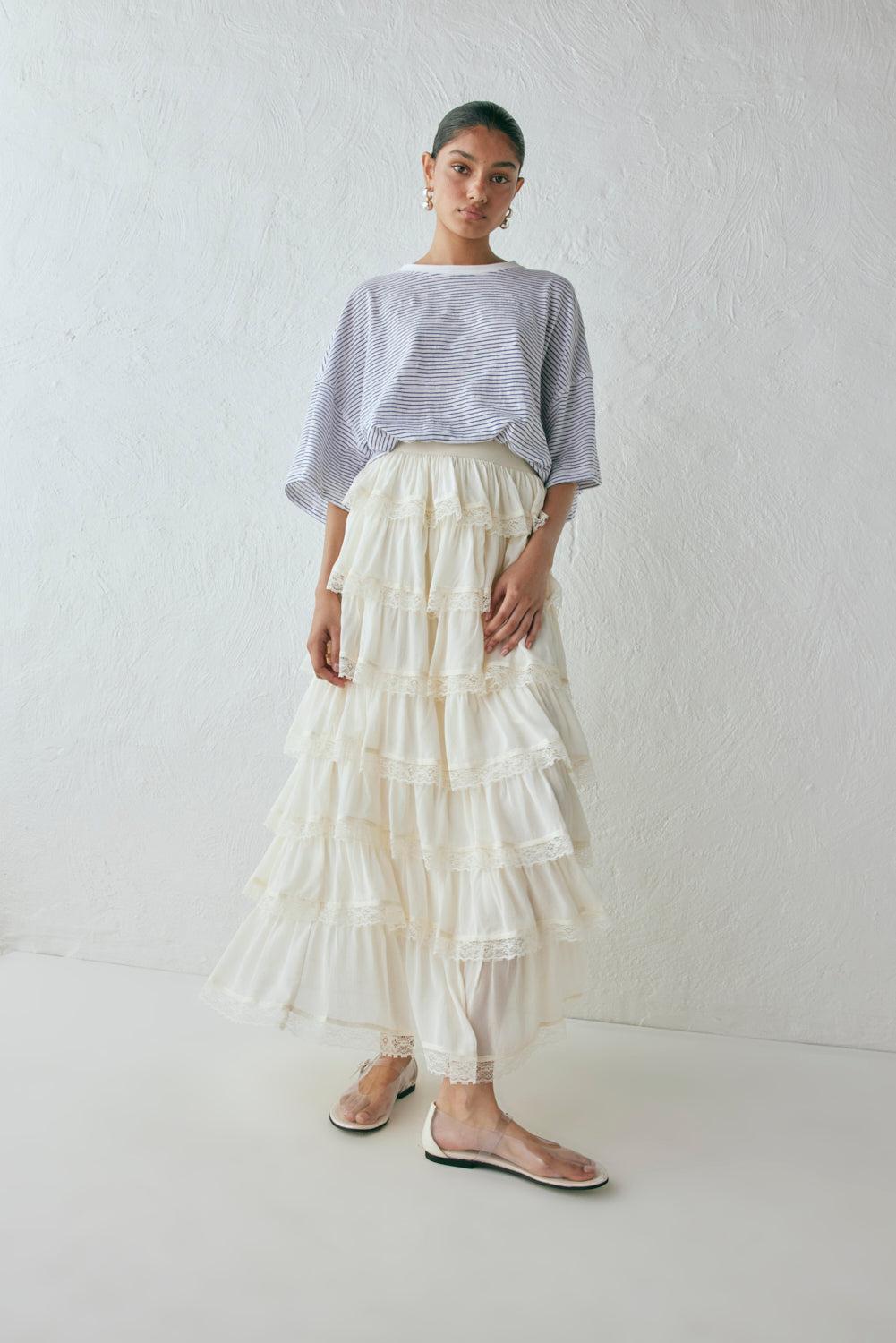 Thalia Midi Skirt Cream Product Image