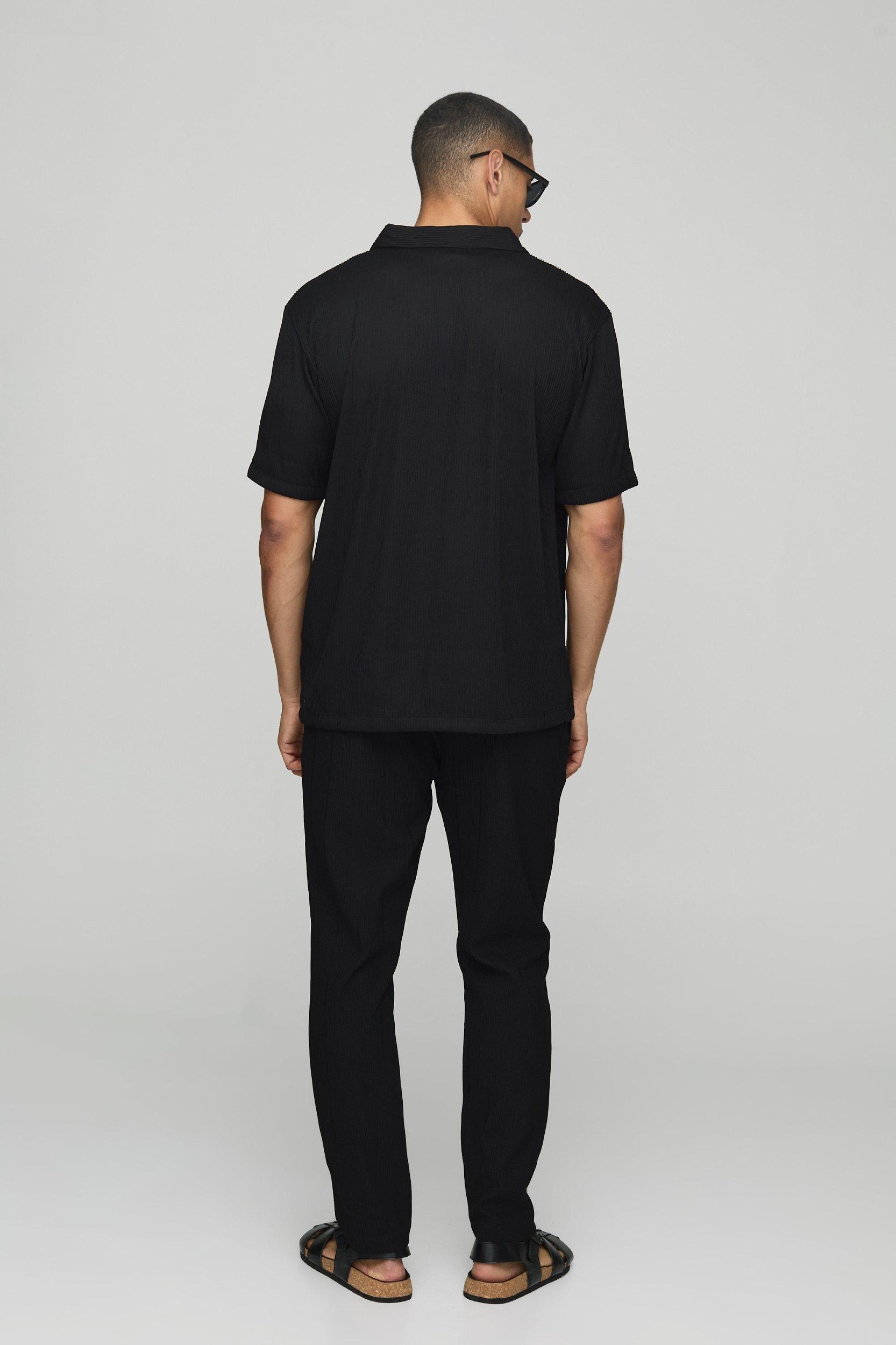 Slim Tapered Cropped Wide Structured Rib Sweatpants | boohooMAN USA Product Image