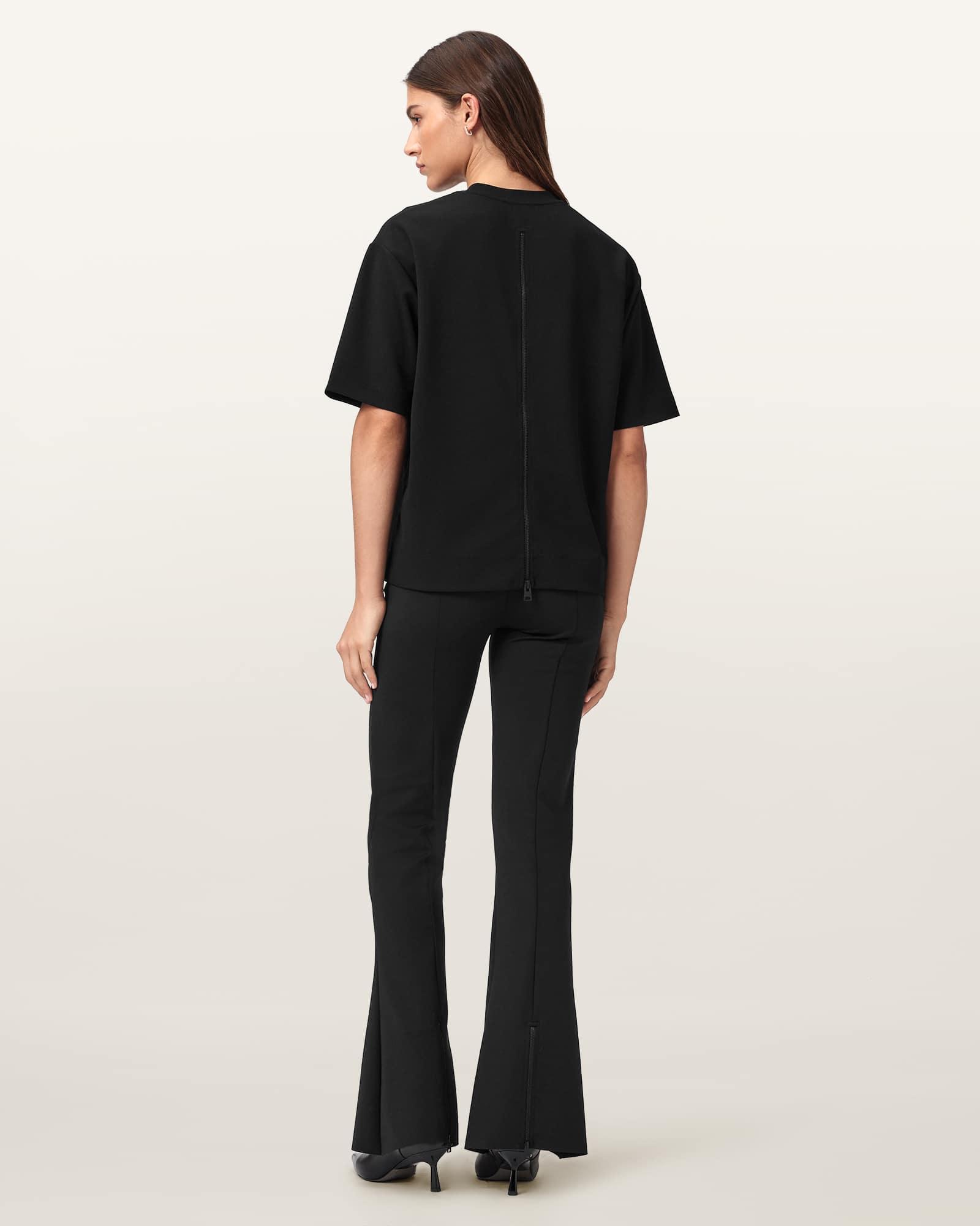 Rebecca Zip Flared Pants Black | ALLSAINTS US Product Image