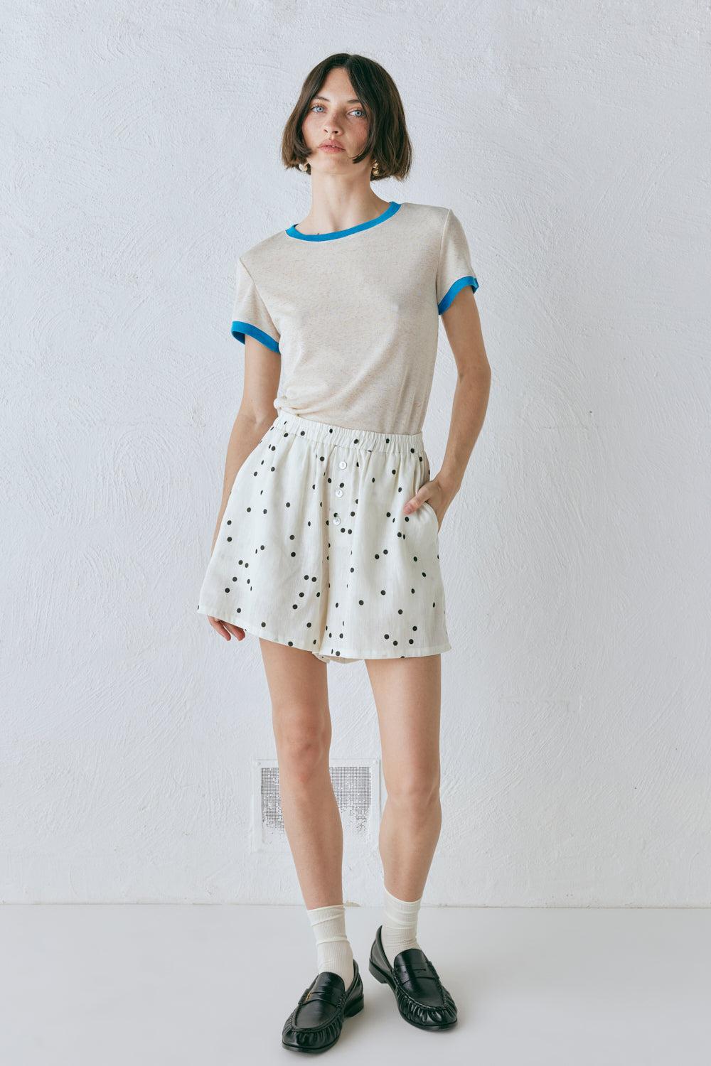 Eliza Linen Shorts Dot Product Image