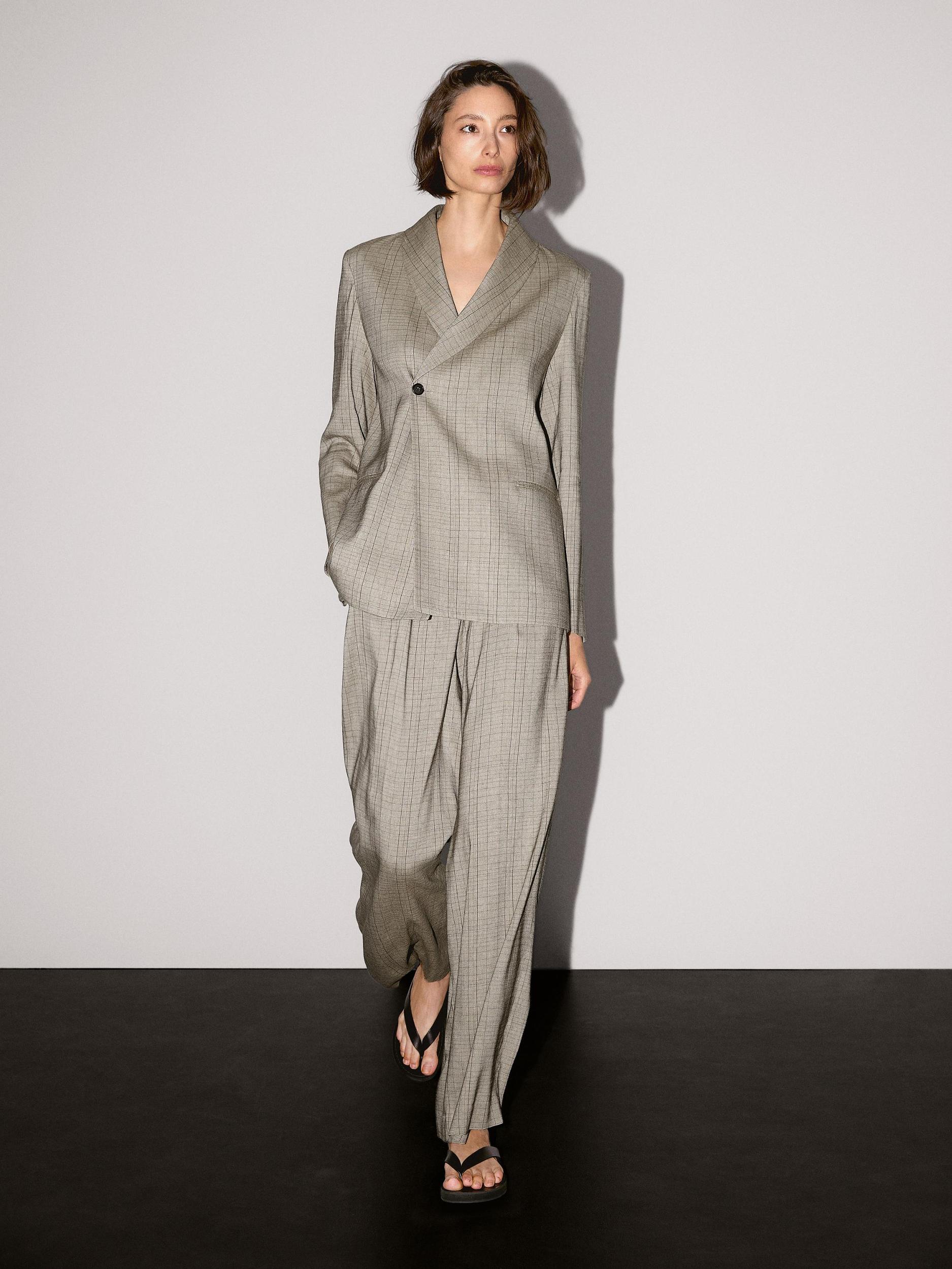 Check print shawl collar blazer Product Image