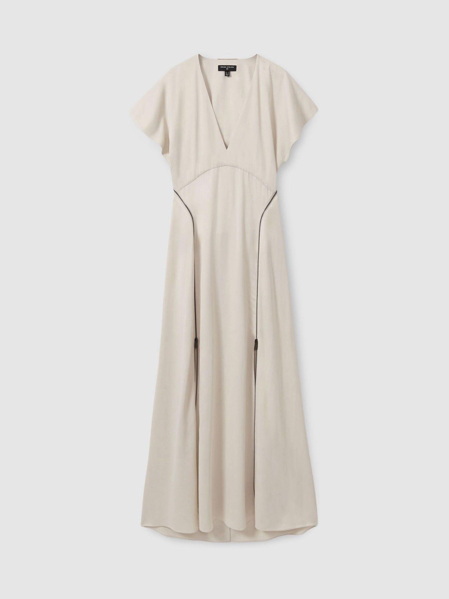 Atelier Zipped Maxi Dress with Virgin Wool in Ivory Product Image