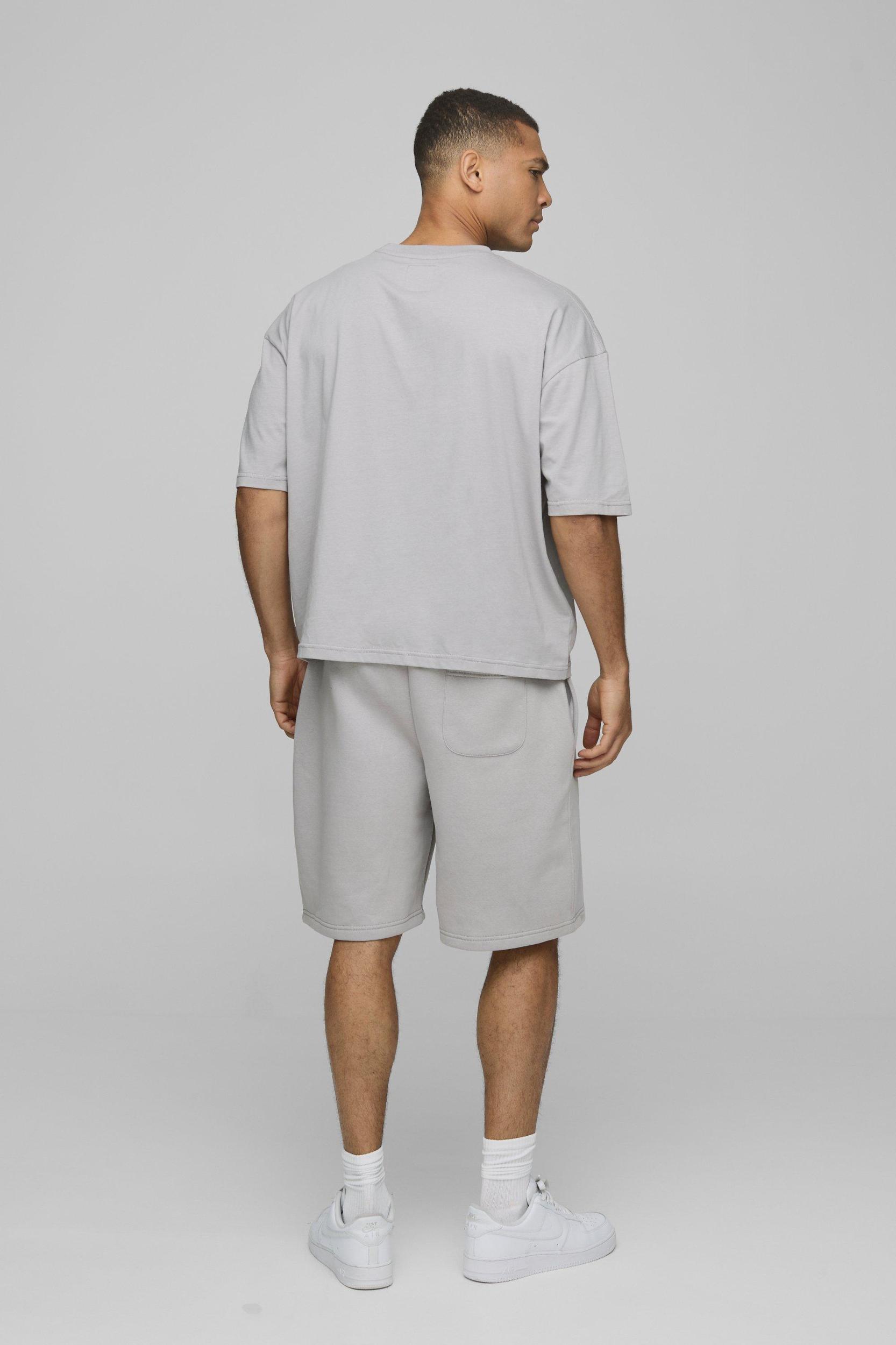 Oversized Boxy Official Contrast Stitch T-shirt and Short Set | boohooMAN USA Product Image
