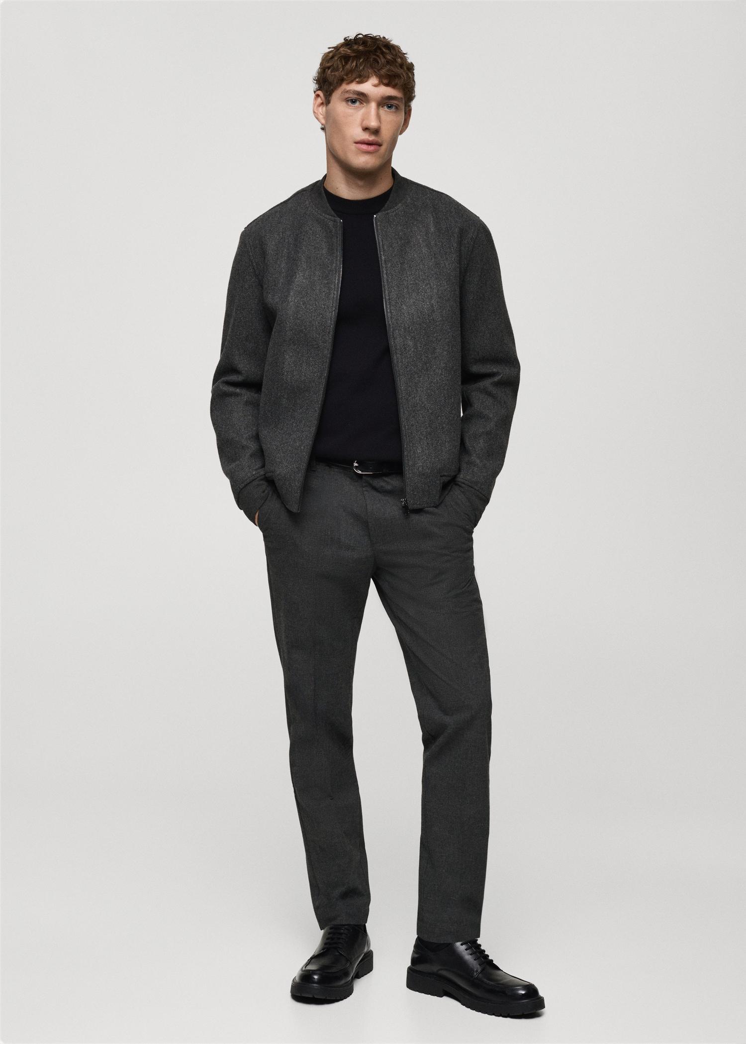 Prince of Wales check flannel pants - Men | MANGO USA Product Image